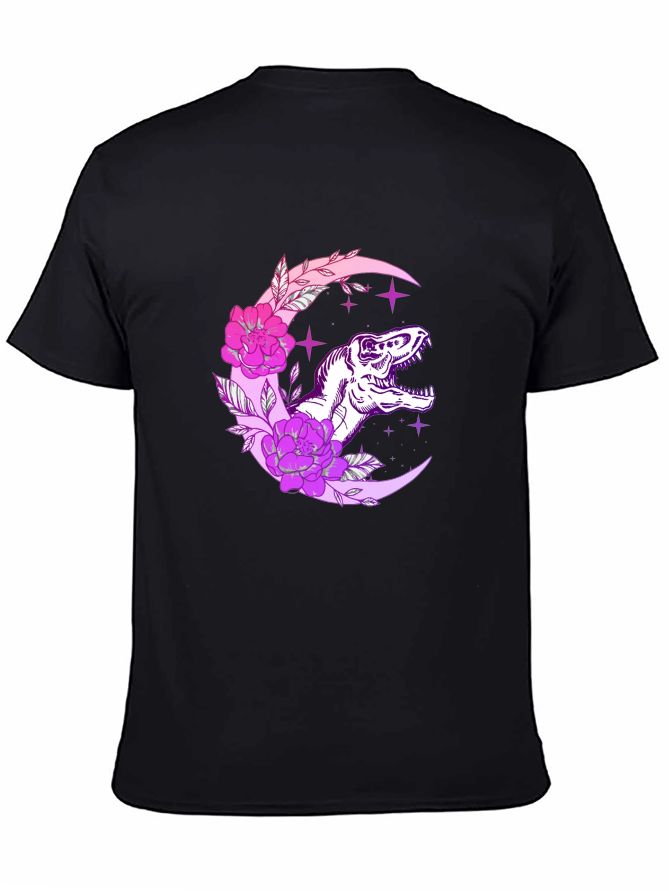 Dino Moon Floral Black T-Shirt