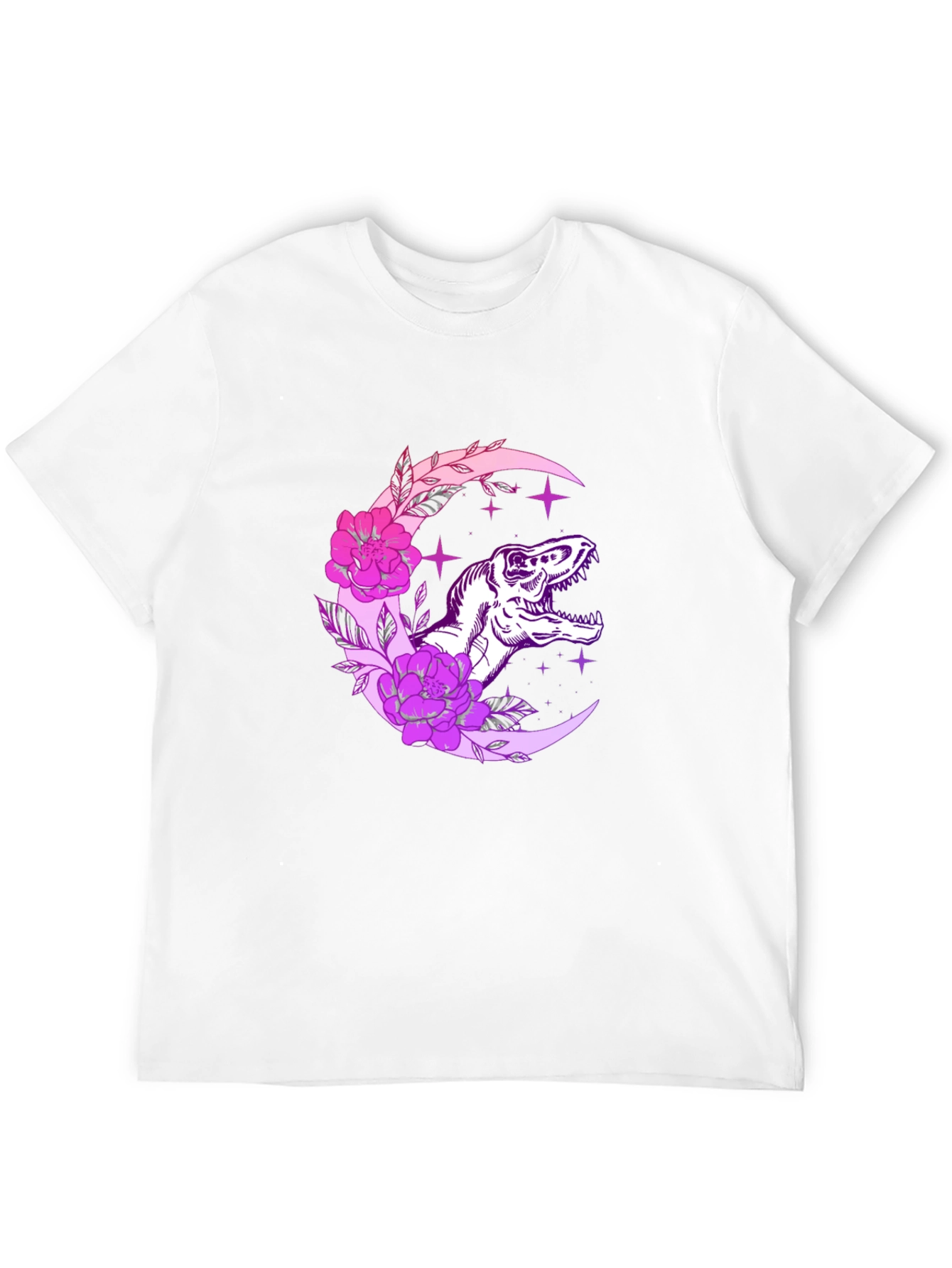 Dino Moon Floral Black T-Shirt
