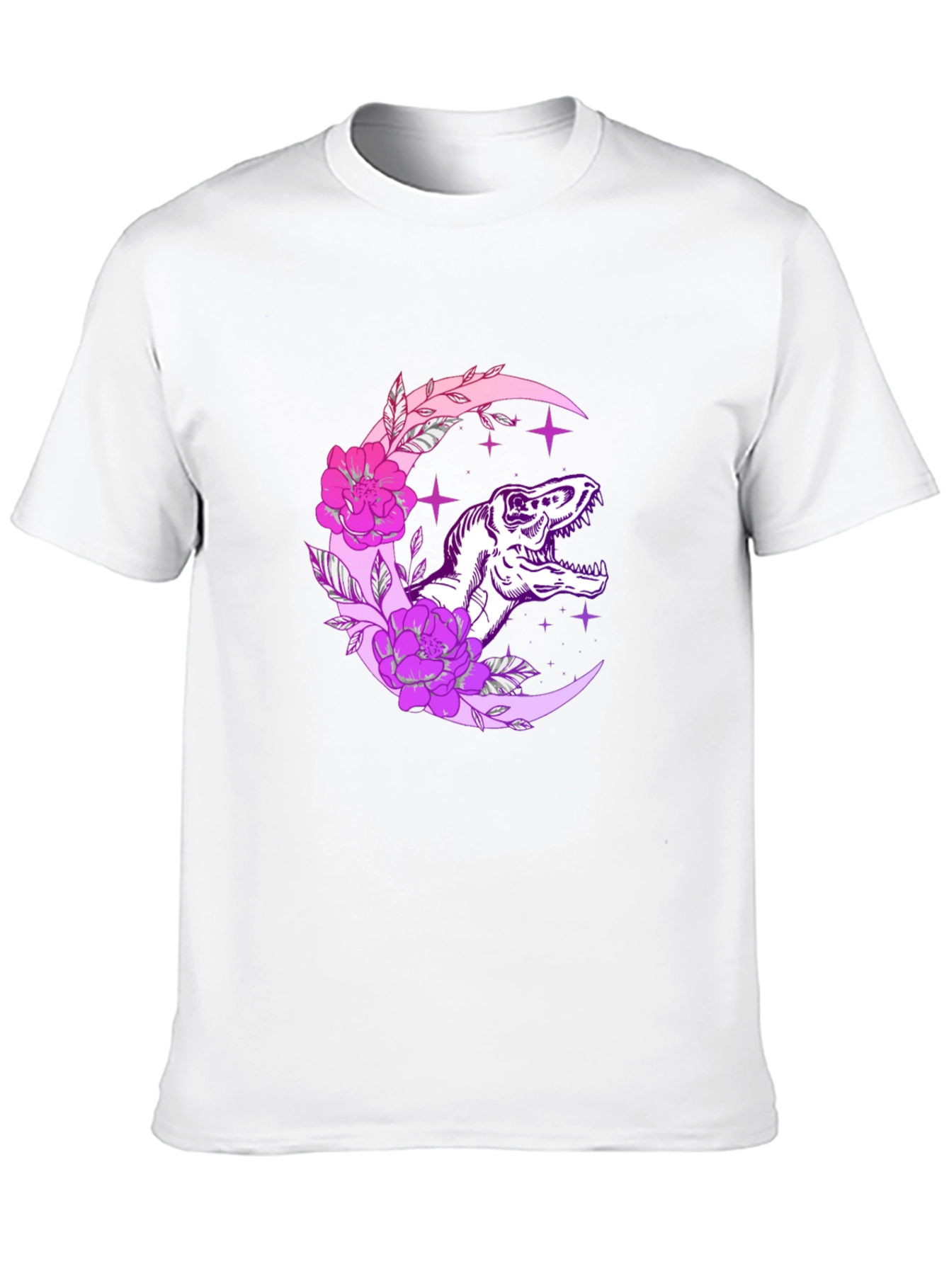 Dino Moon Floral Black T-Shirt