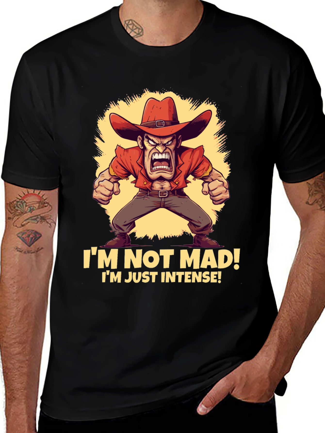 Intense Cowboy T-Shirt - Funny Graphic Tee