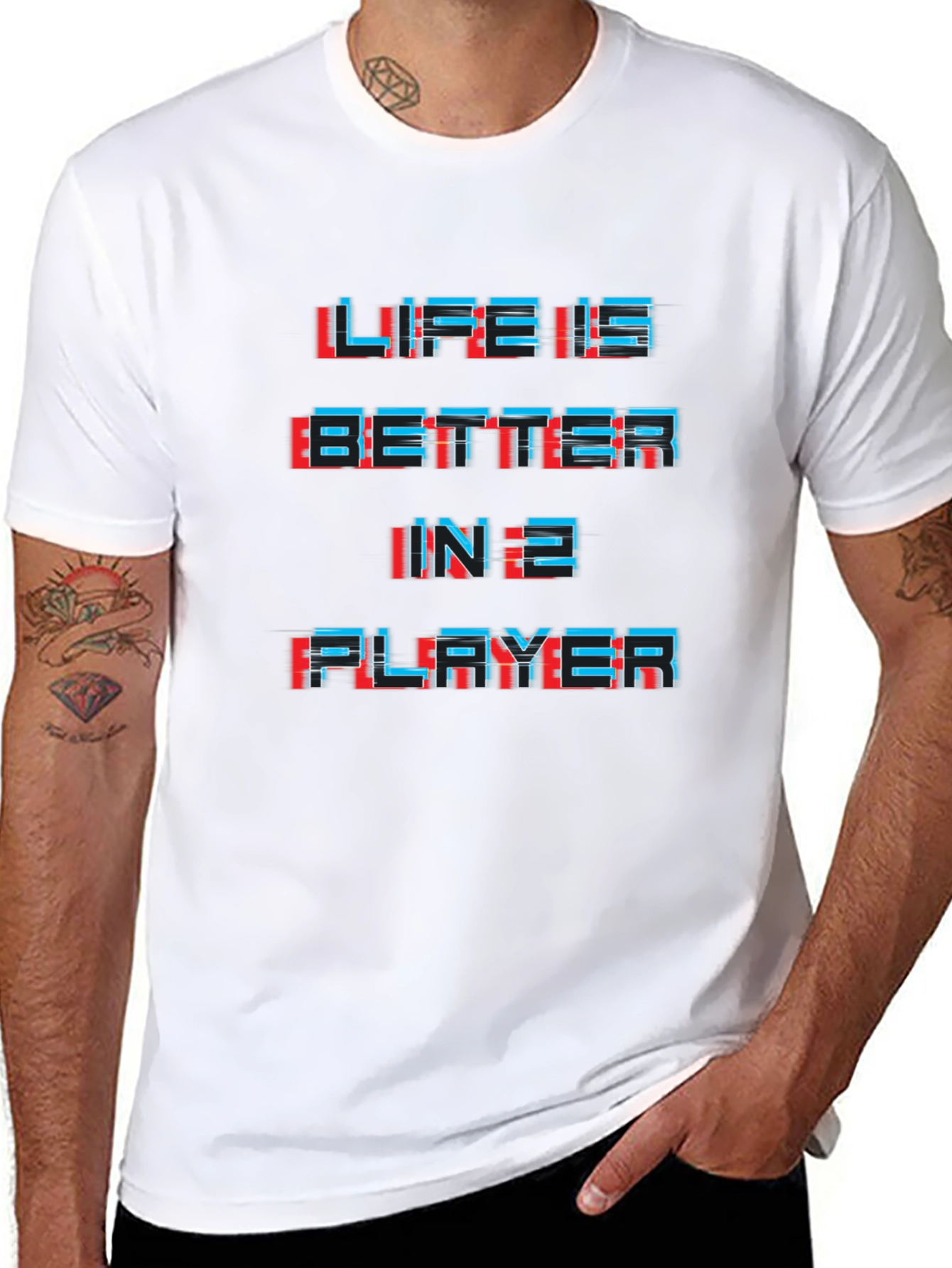 Life is Better in 2 Player Black Graphic Tee