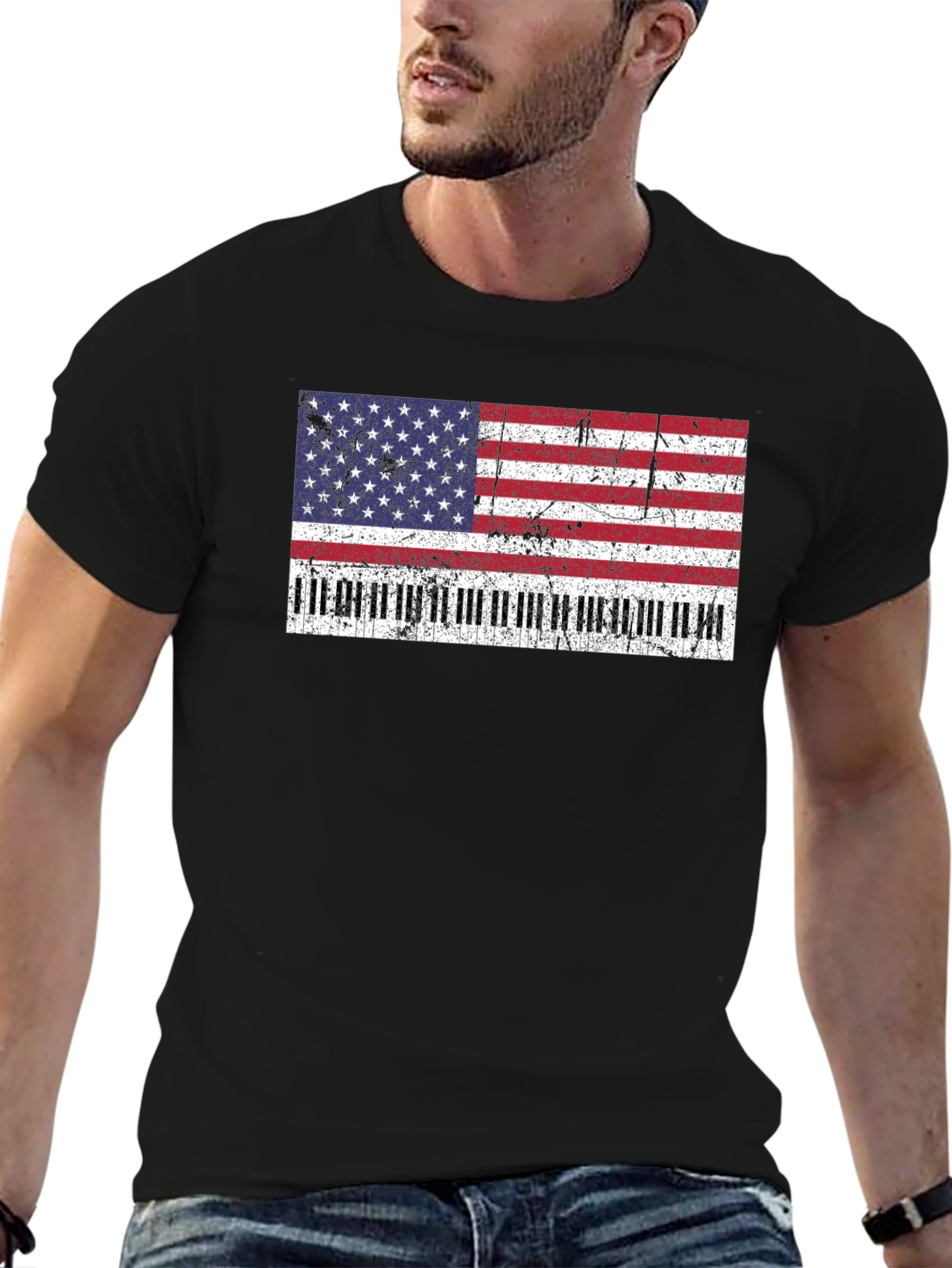 American Flag Piano Keys T-Shirt