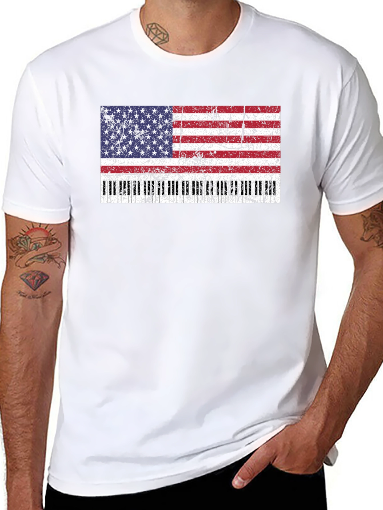 American Flag Piano Keys T-Shirt