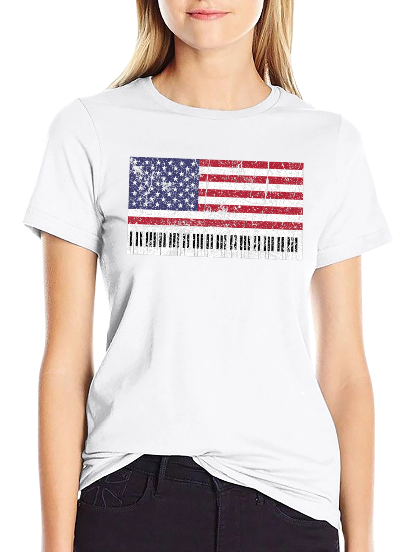 American Flag Piano Keys T-Shirt