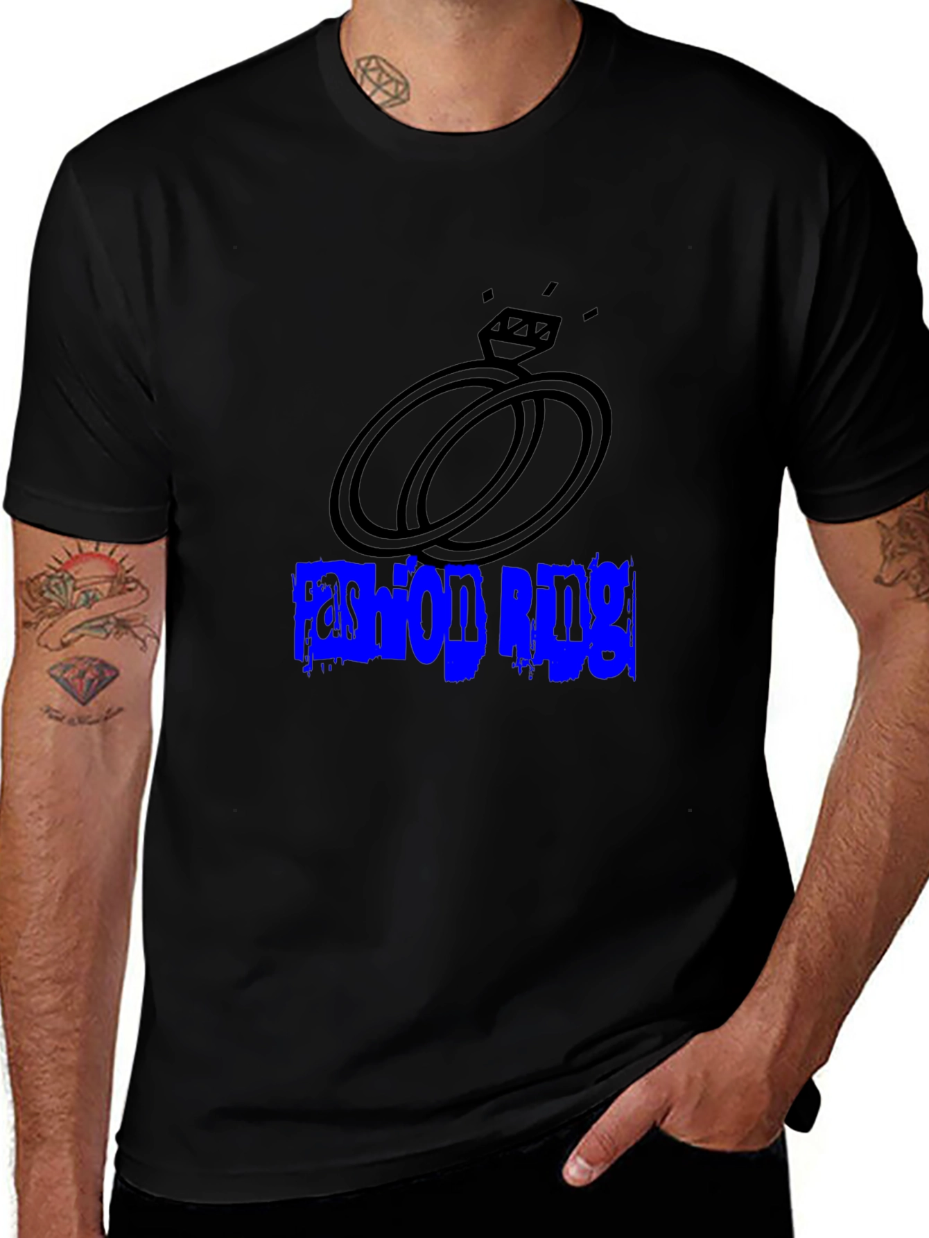 Fashion Ring Graphic T-Shirt - Black Casual Tee