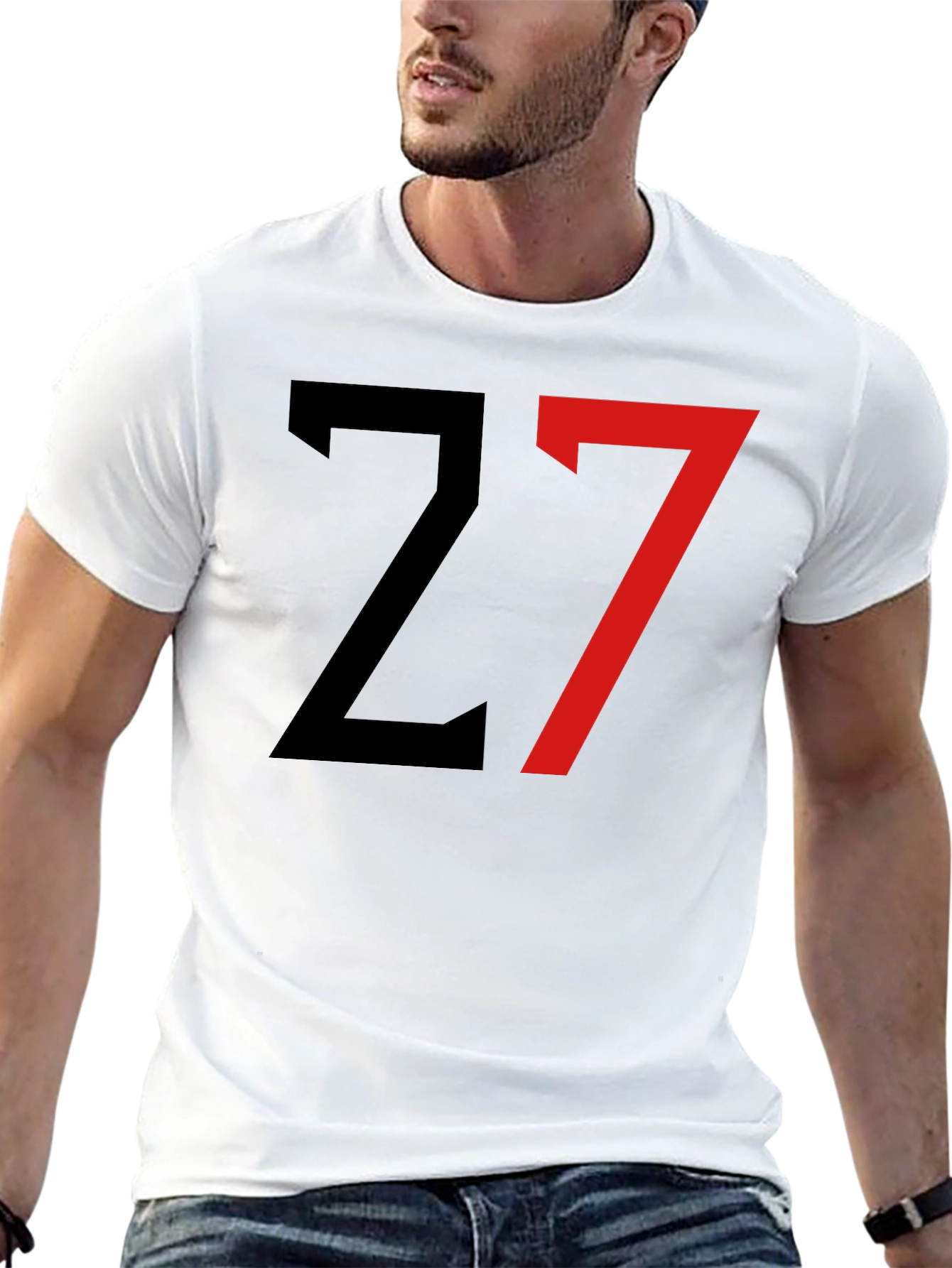 Black T-Shirt with Bold Number 27 Design