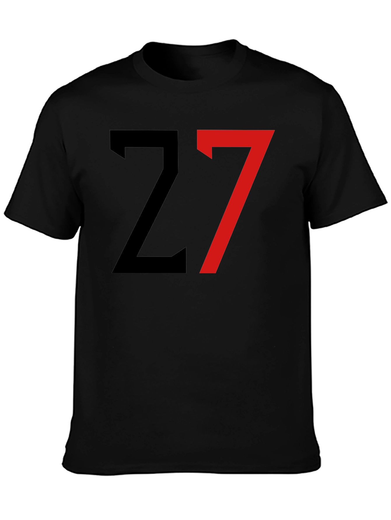 Black T-Shirt with Bold Number 27 Design