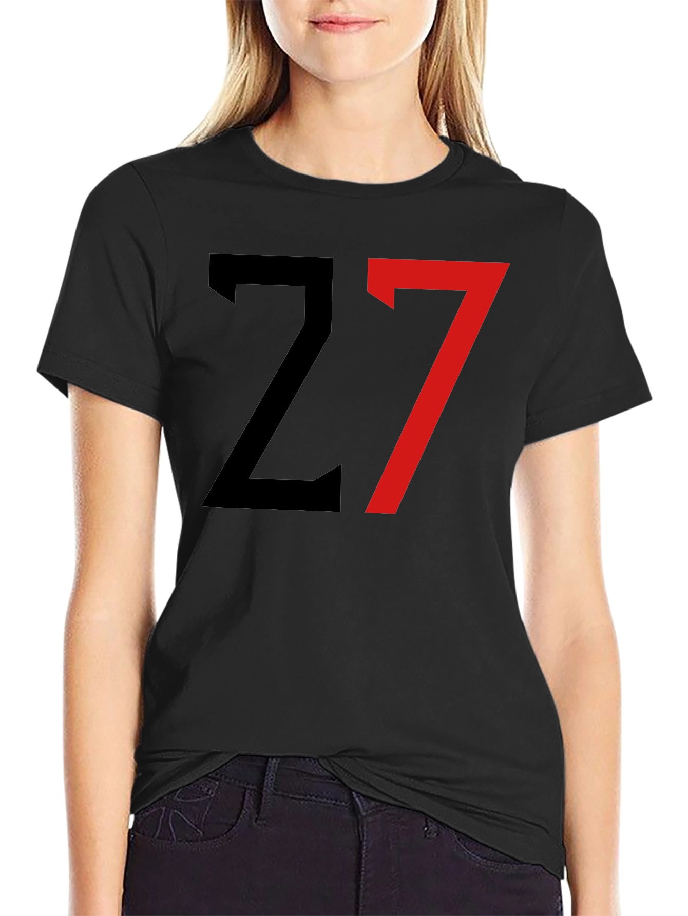 Black T-Shirt with Bold Number 27 Design
