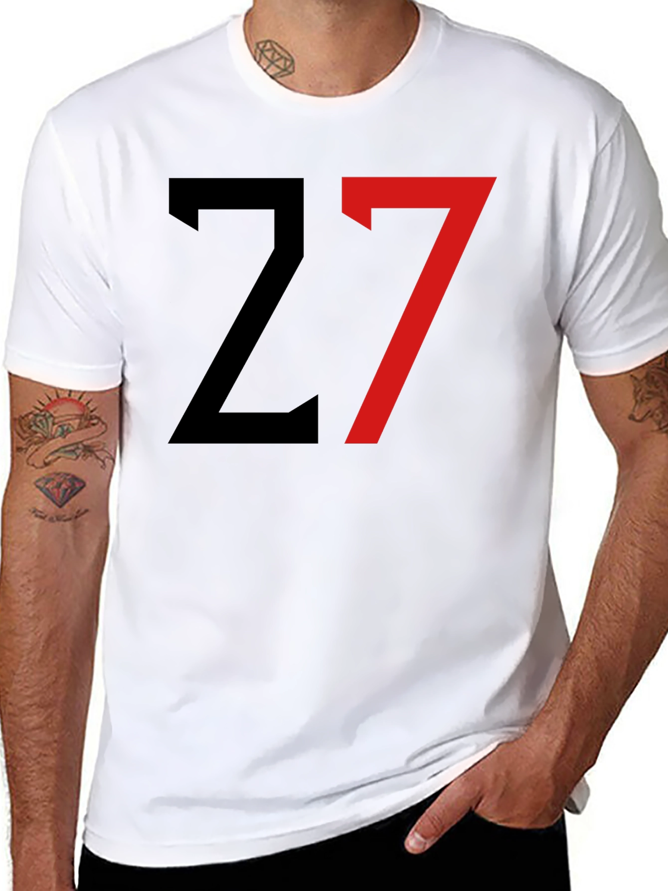 Black T-Shirt with Bold Number 27 Design