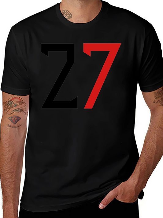 Black T-Shirt with Bold Number 27 Design