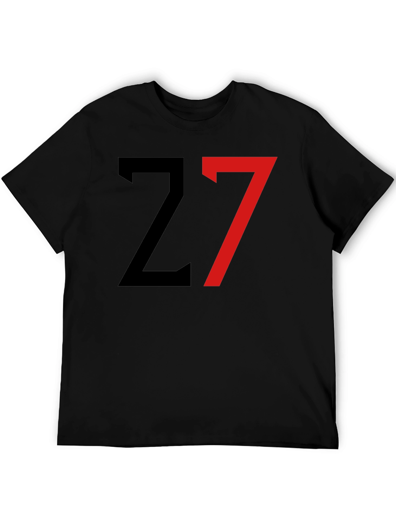 Black T-Shirt with Bold Number 27 Design