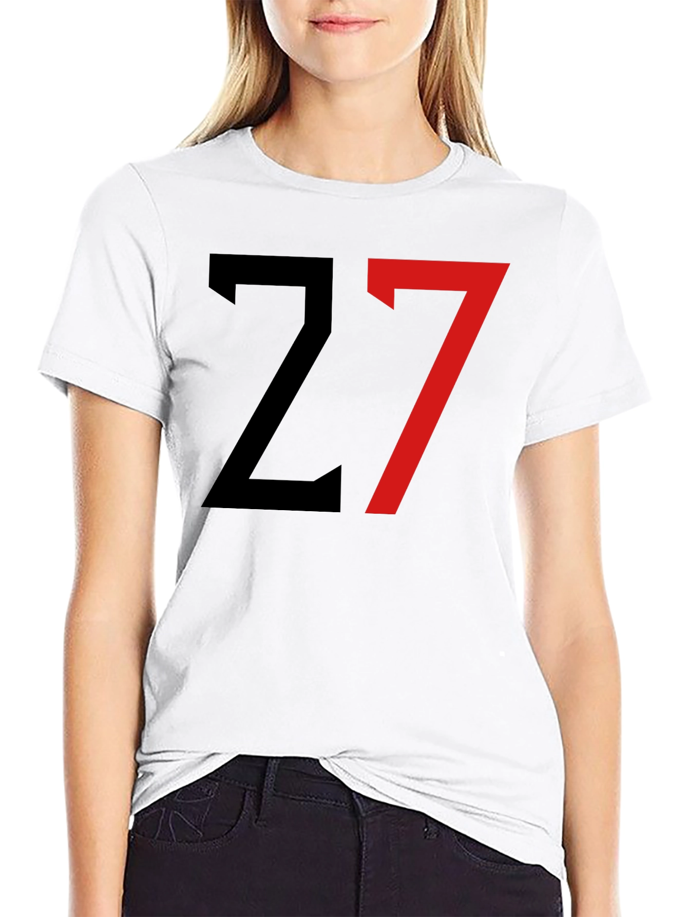Black T-Shirt with Bold Number 27 Design