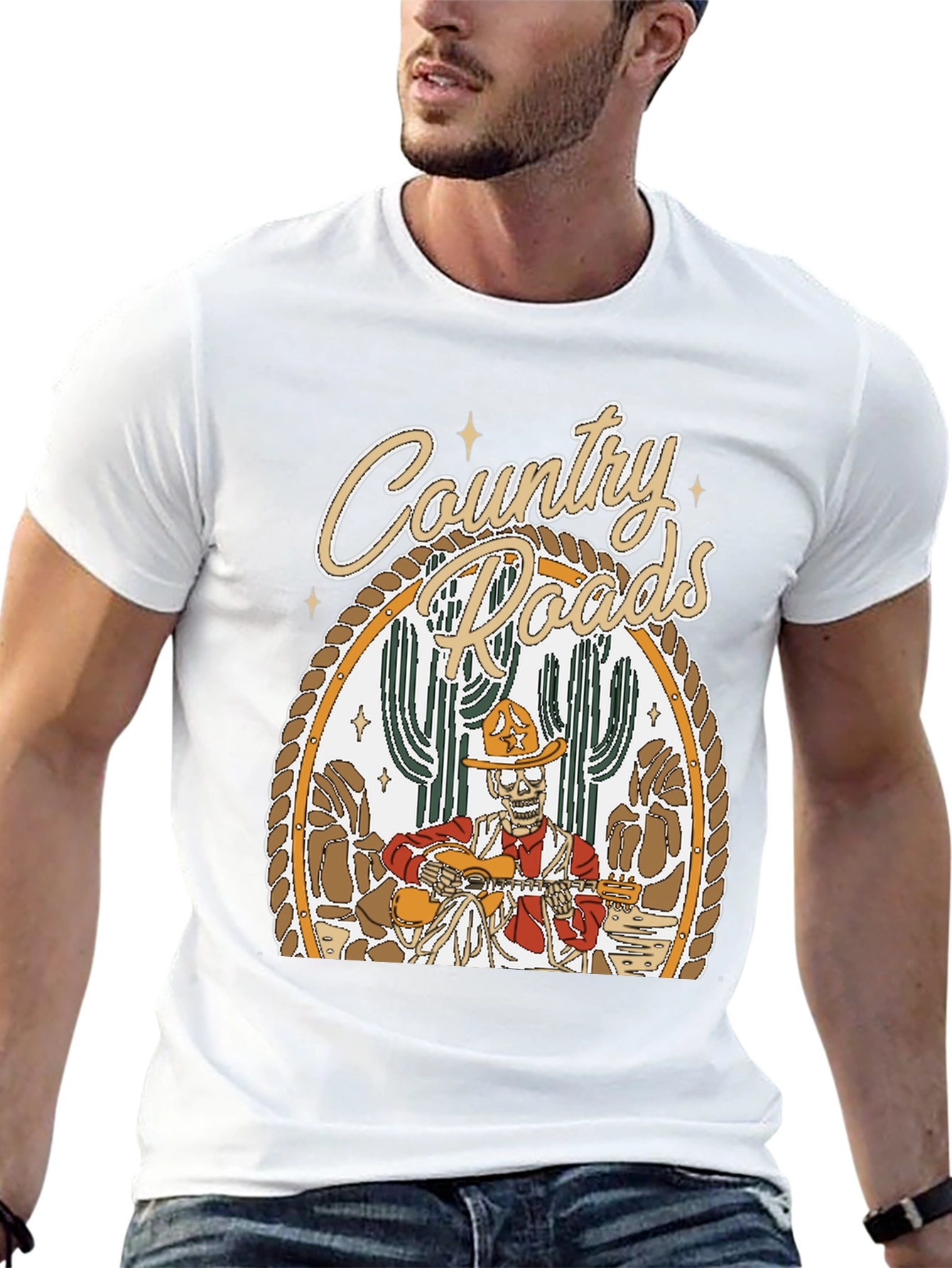 Country Roads Skeleton Graphic Tee