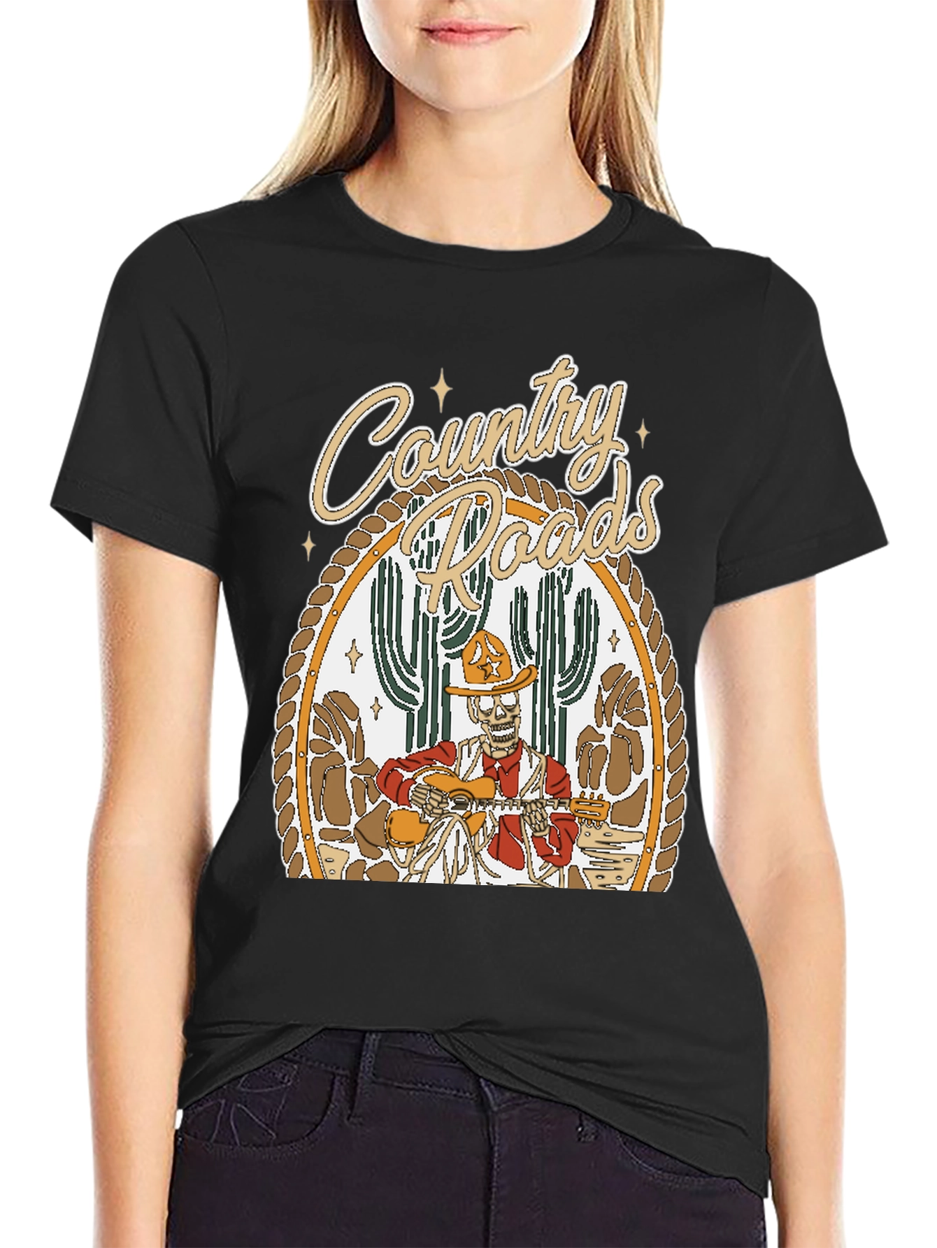 Country Roads Skeleton Graphic Tee