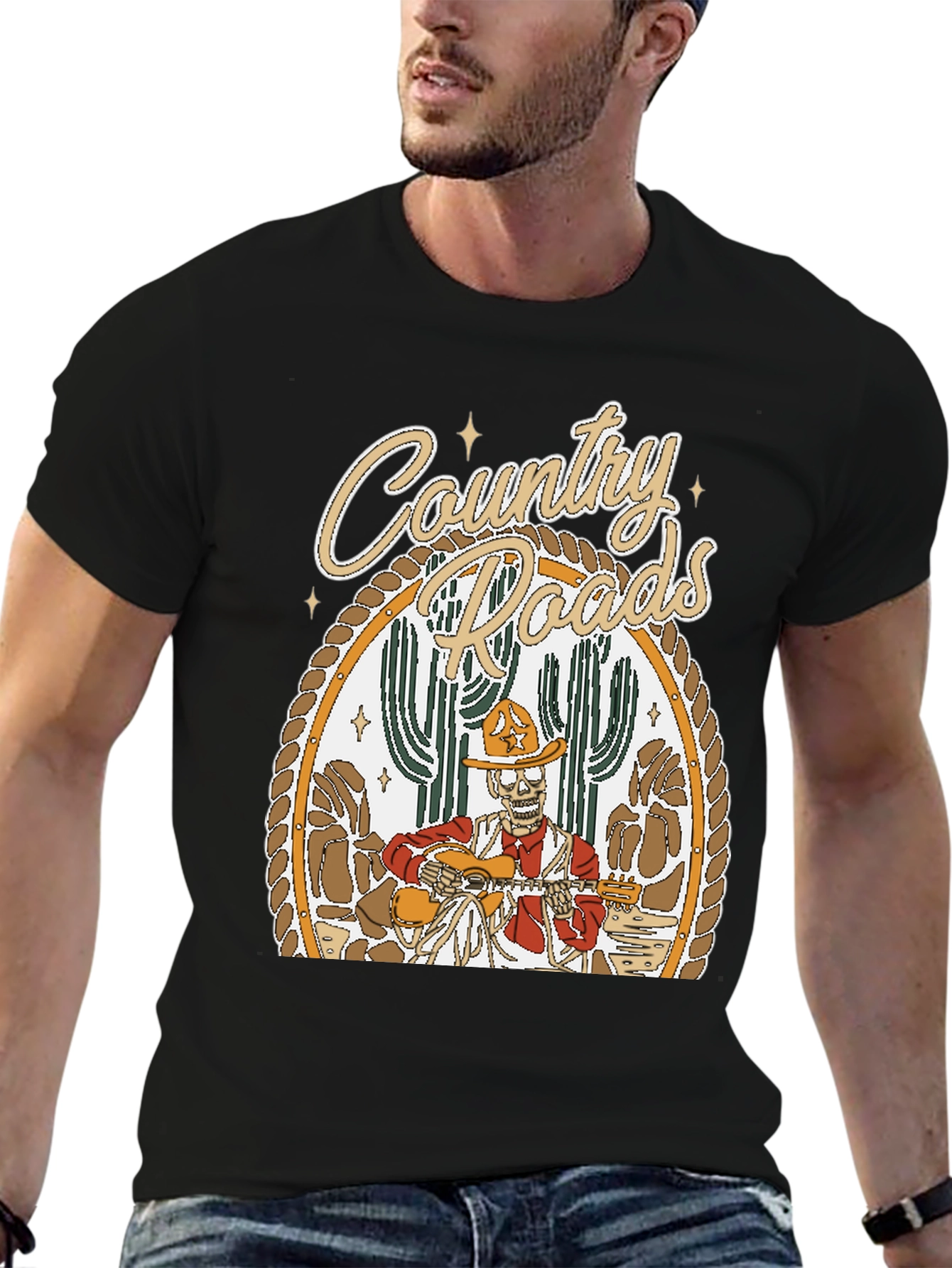 Country Roads Skeleton Graphic Tee