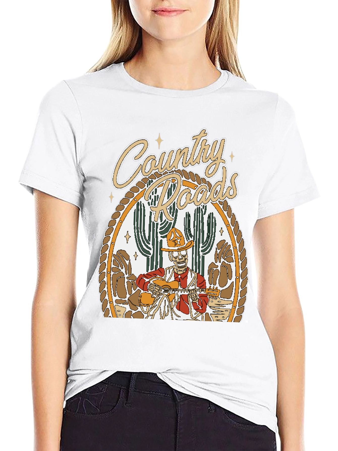 Country Roads Skeleton Graphic Tee