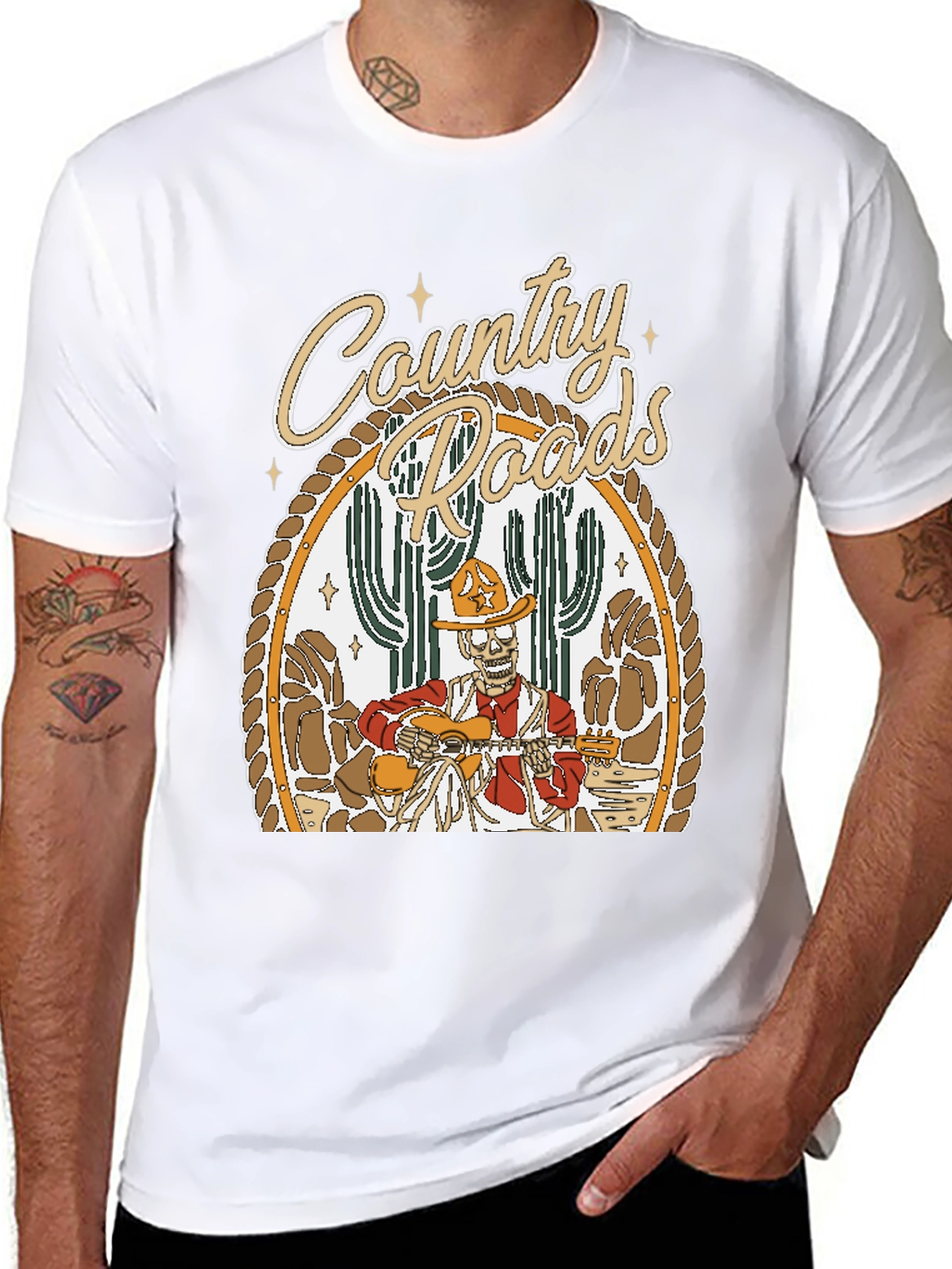 Country Roads Skeleton Graphic Tee
