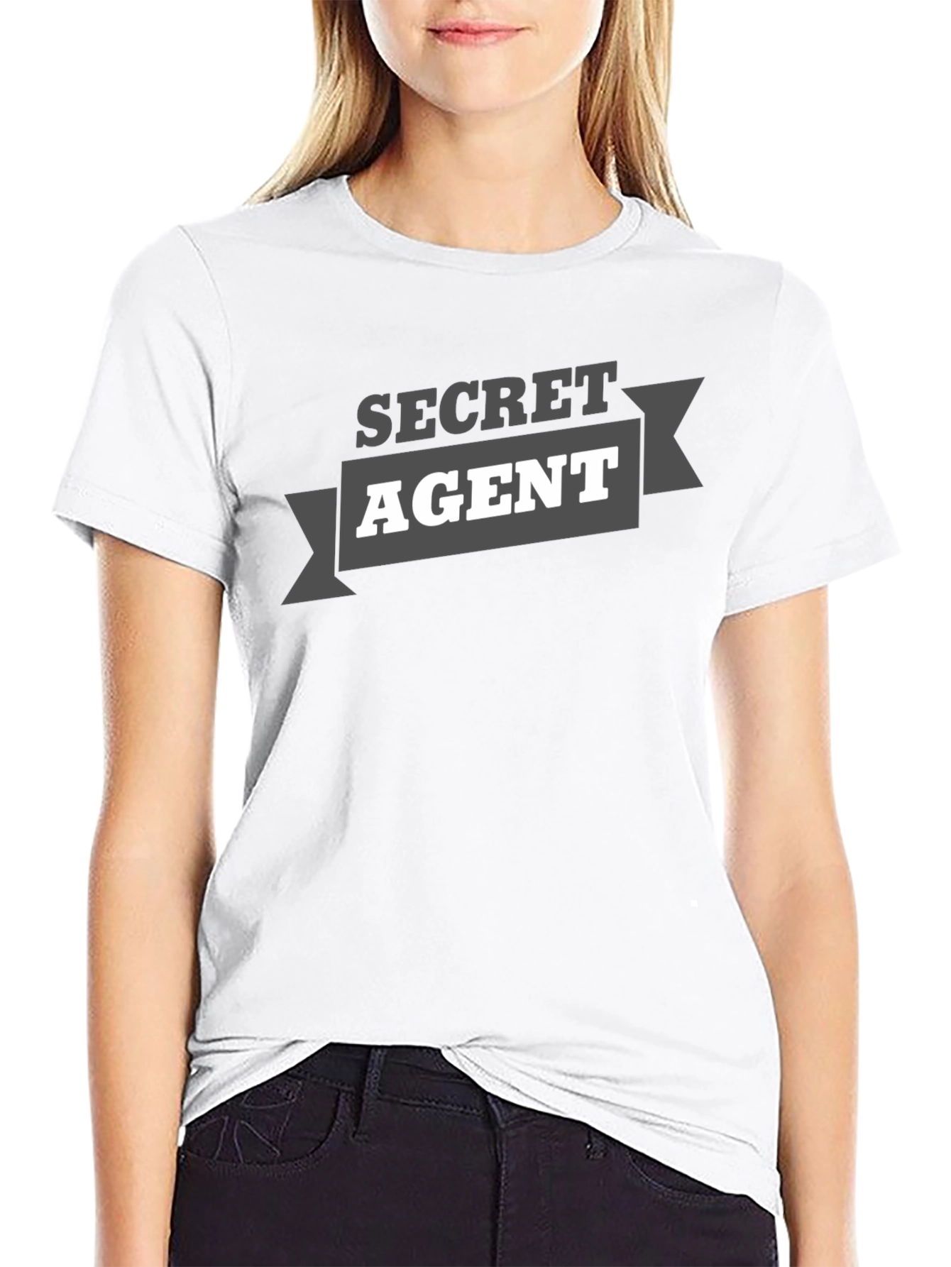Secret Agent Graphic Tee - Black Cotton T-Shirt