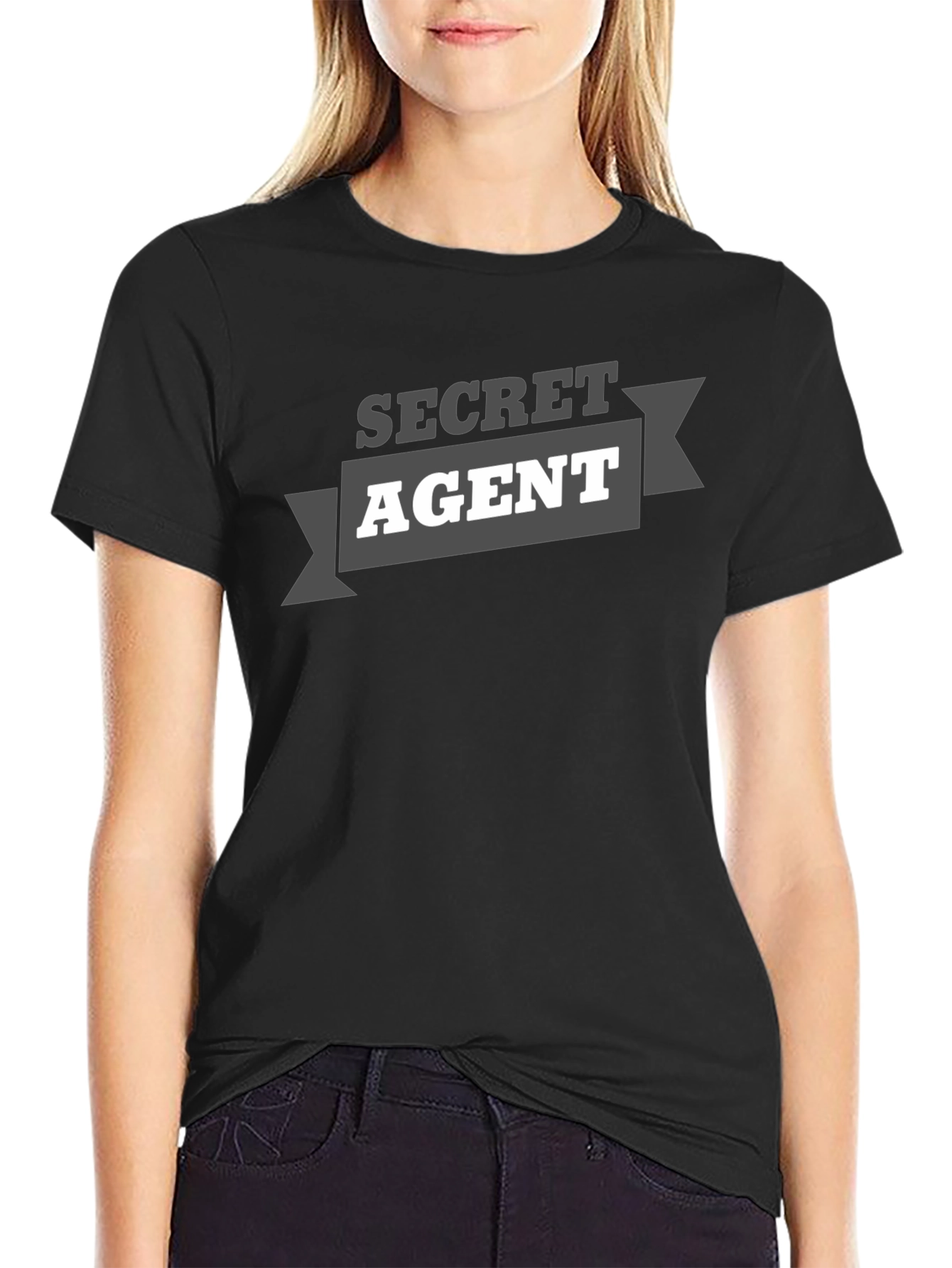 Secret Agent Graphic Tee - Black Cotton T-Shirt