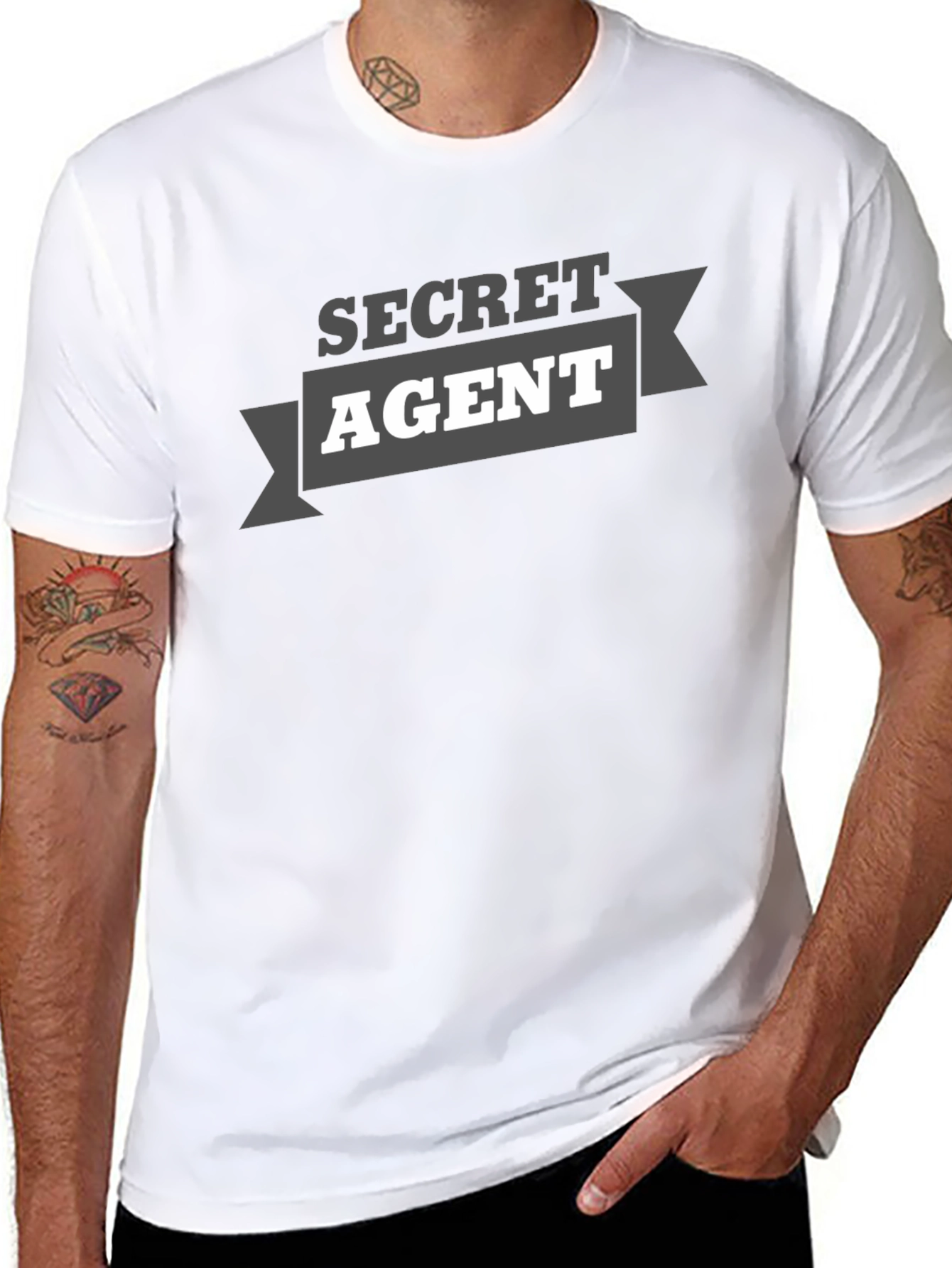 Secret Agent Graphic Tee - Black Cotton T-Shirt