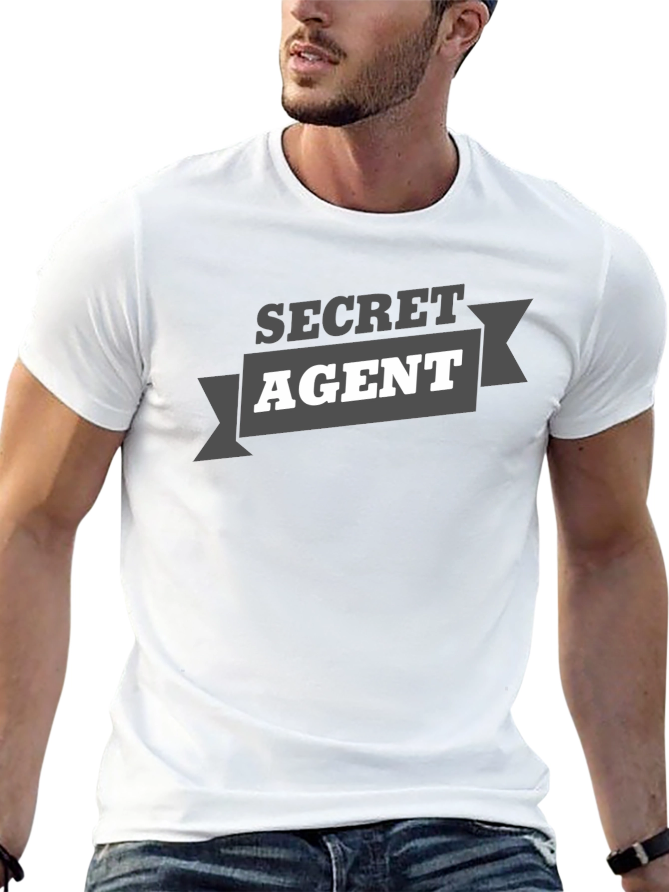 Secret Agent Graphic Tee - Black Cotton T-Shirt