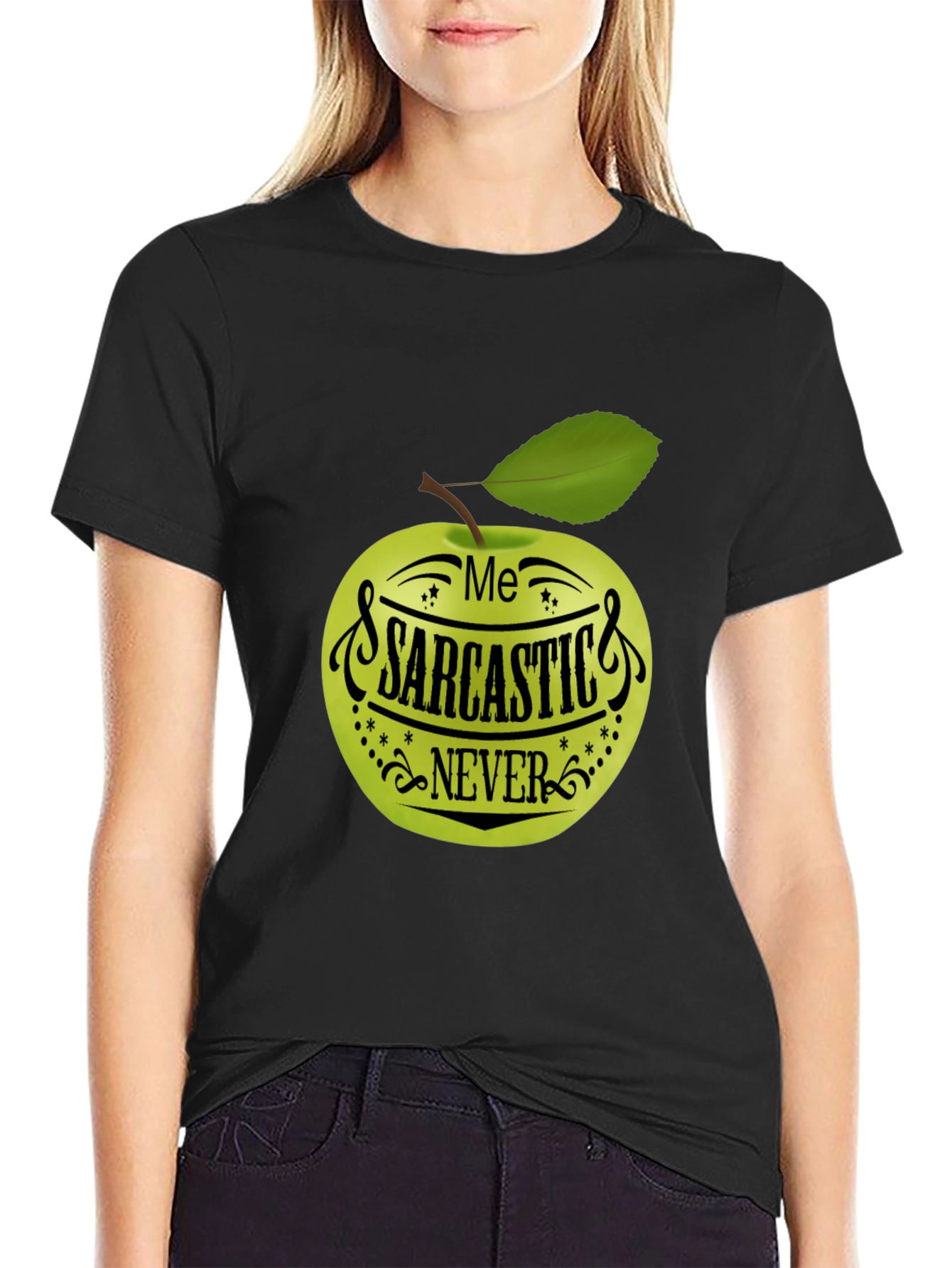 Sarcastic Never Apple Graphic T-Shirt
