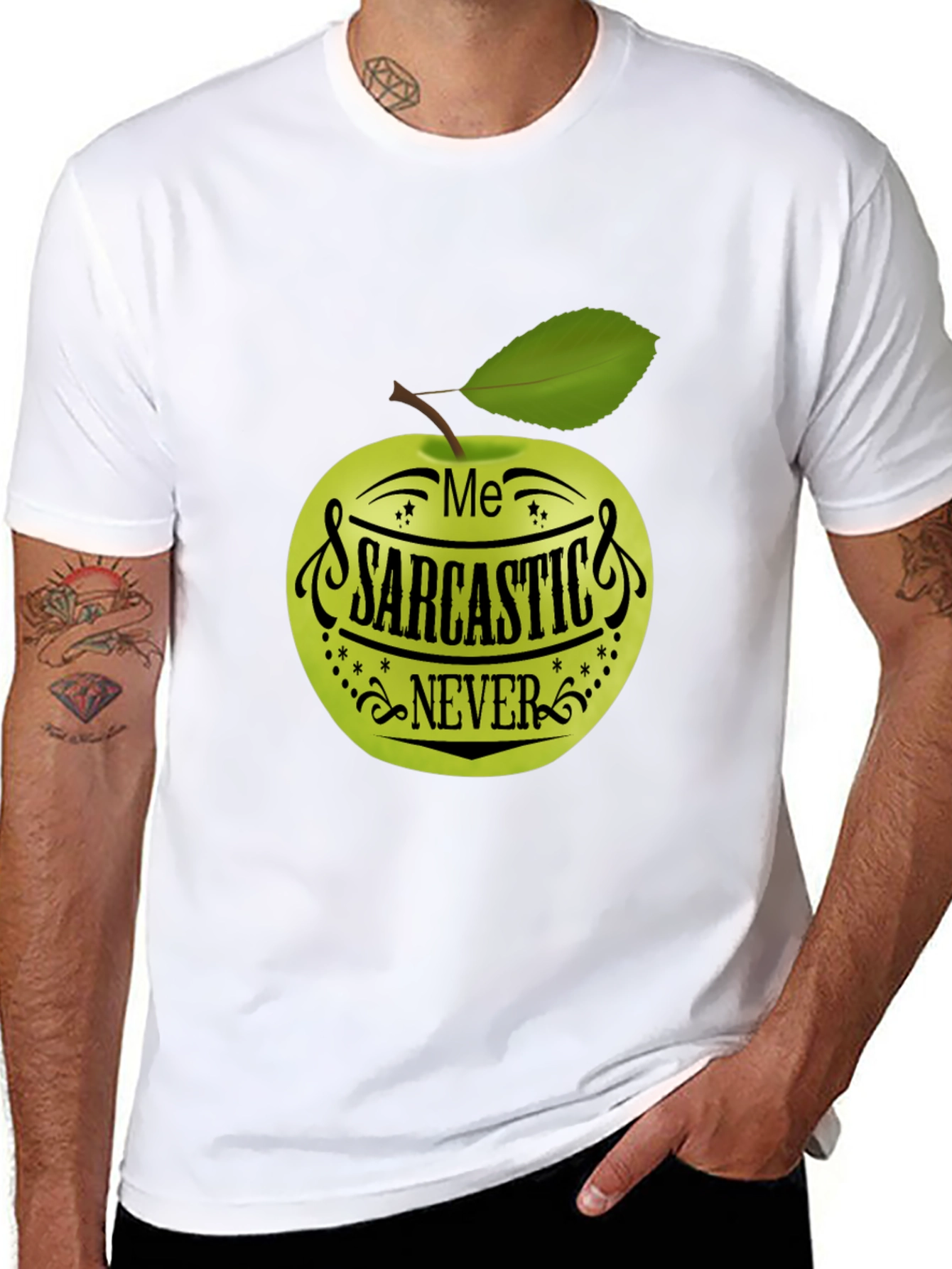 Sarcastic Never Apple Graphic T-Shirt