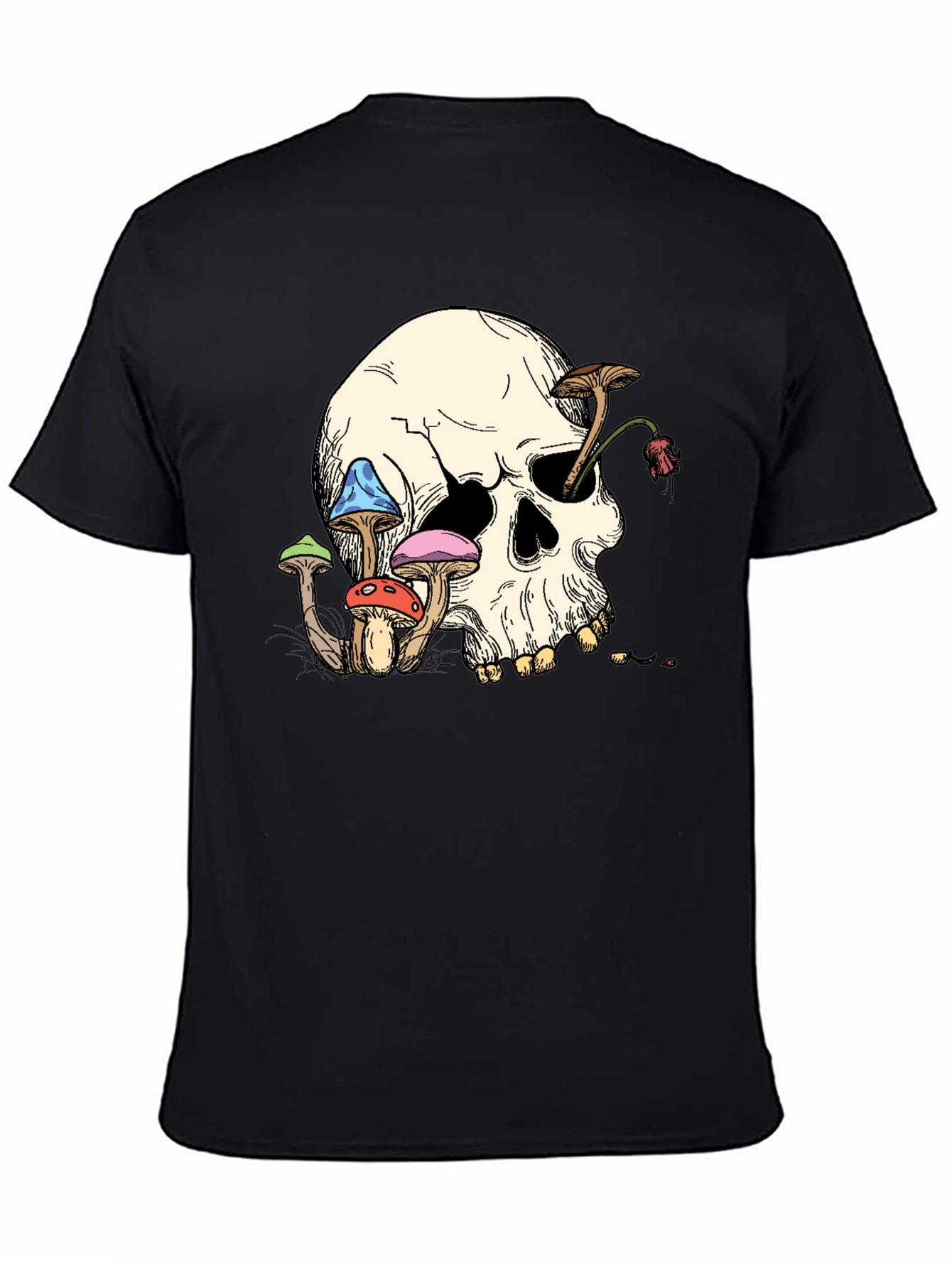 Skull & Mushroom Graphic Tee - Unique Design