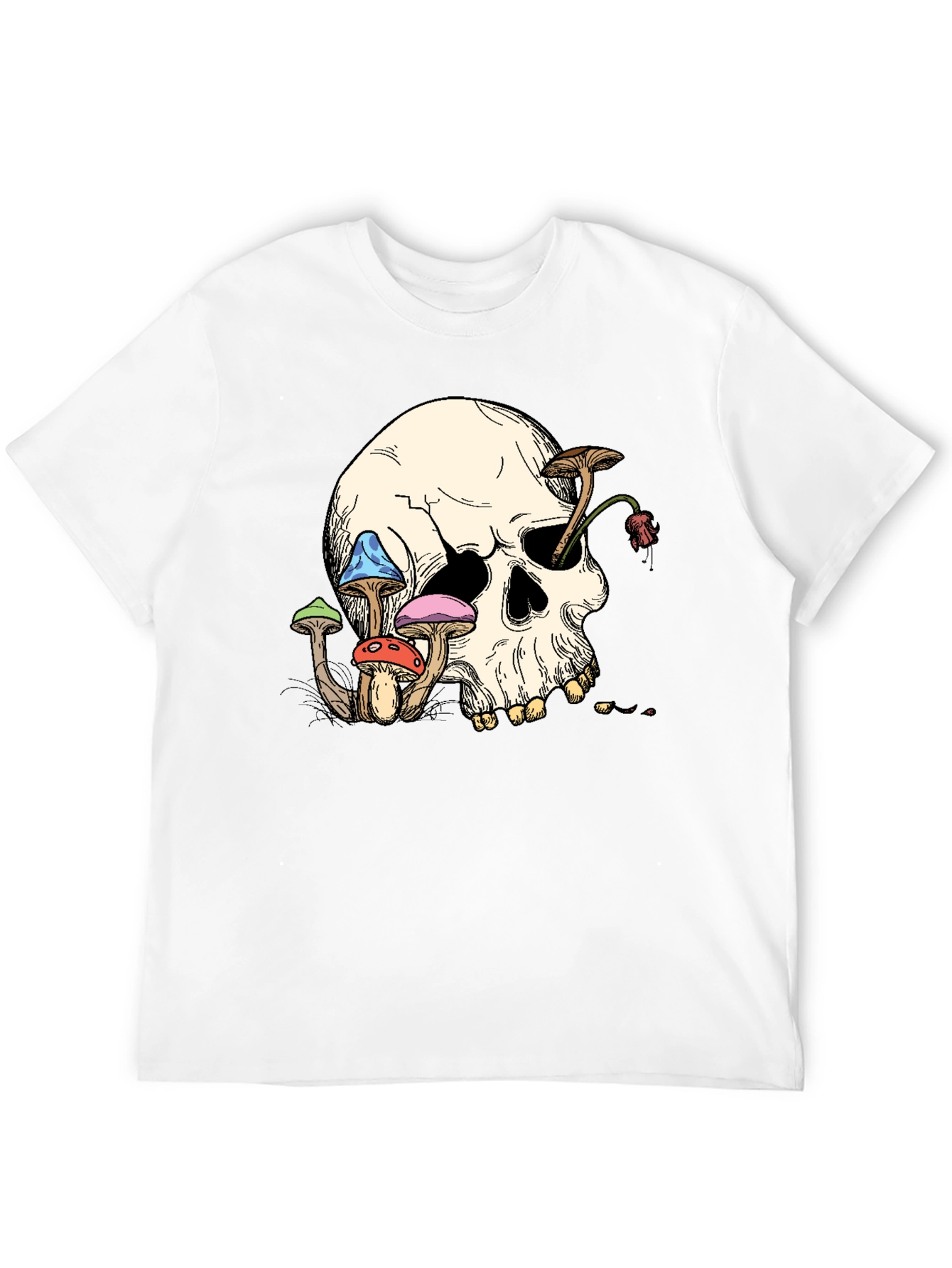 Skull & Mushroom Graphic Tee - Unique Design