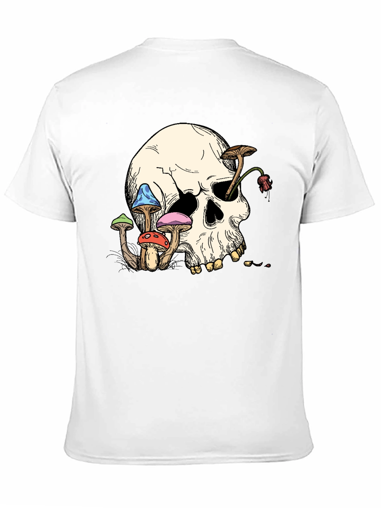 Skull & Mushroom Graphic Tee - Unique Design