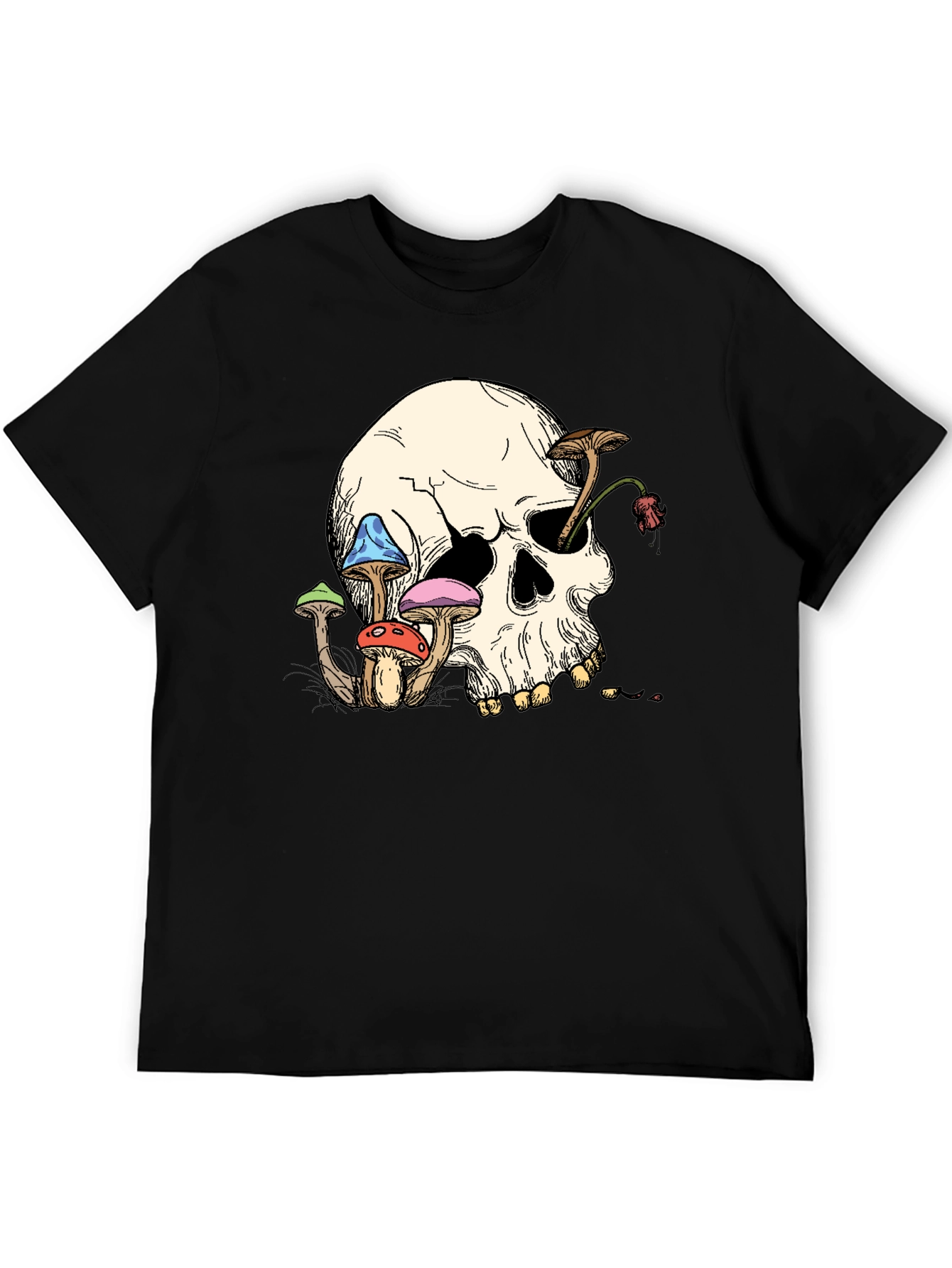 Skull & Mushroom Graphic Tee - Unique Design