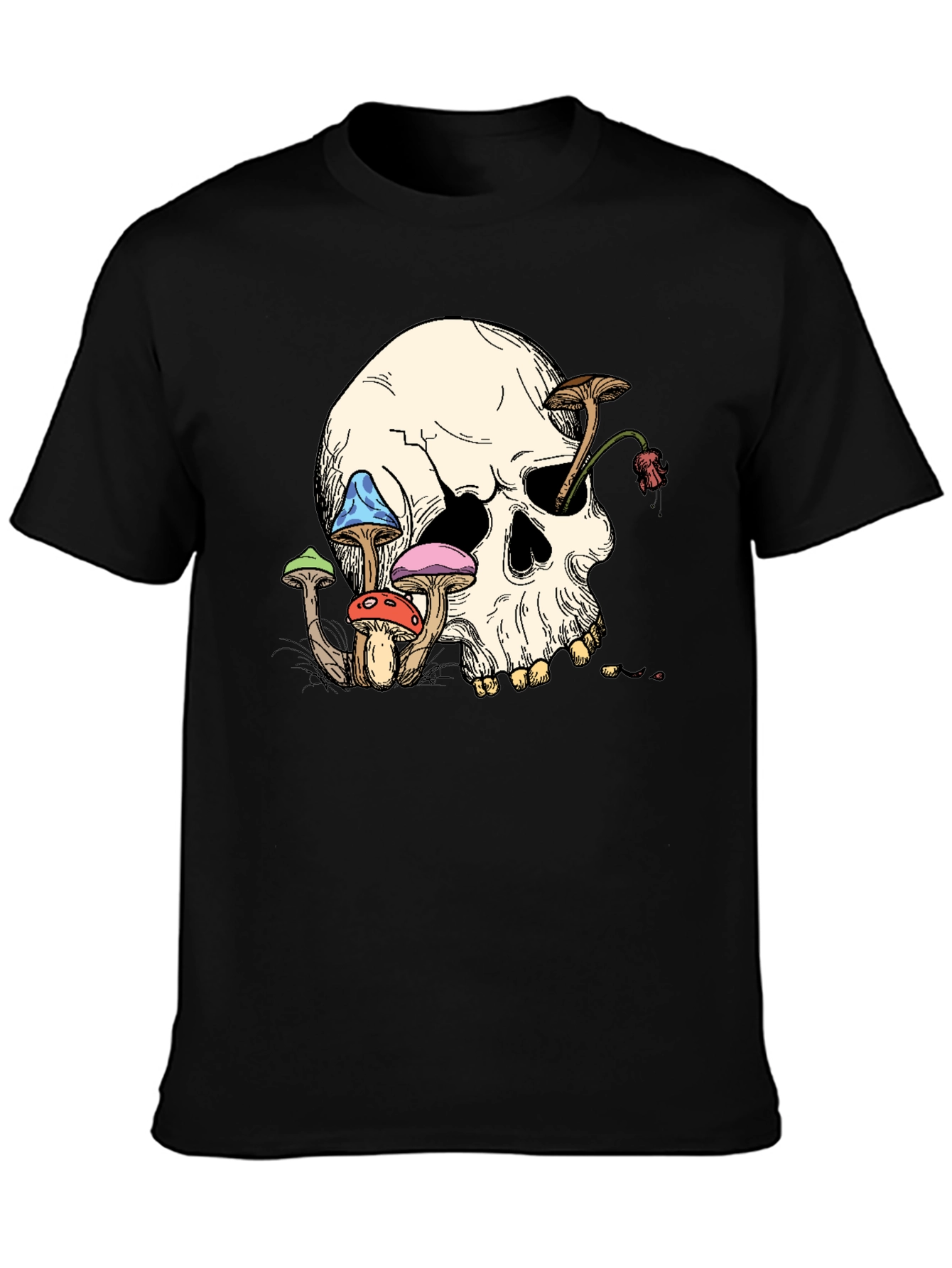Skull & Mushroom Graphic Tee - Unique Design