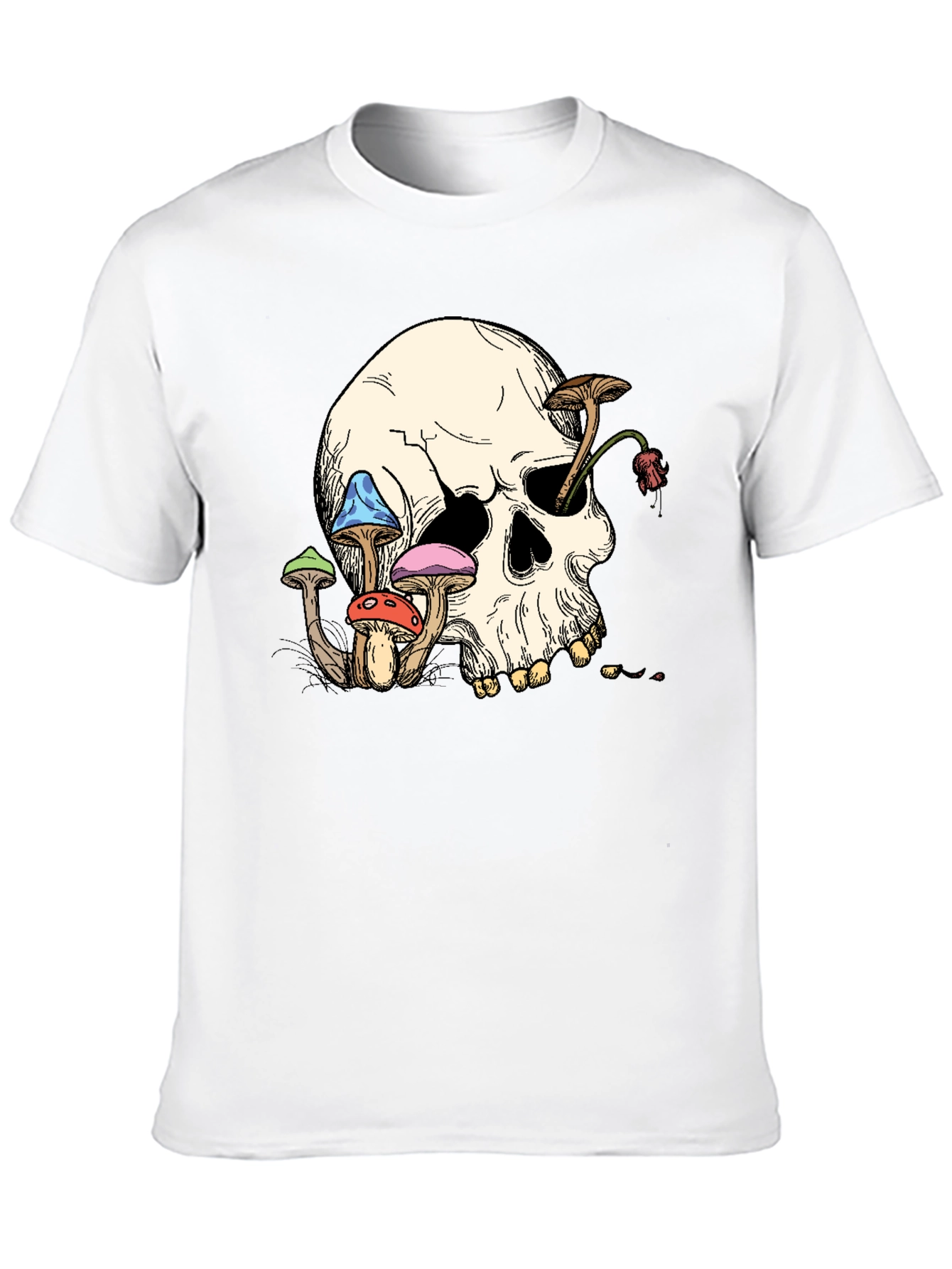 Skull & Mushroom Graphic Tee - Unique Design