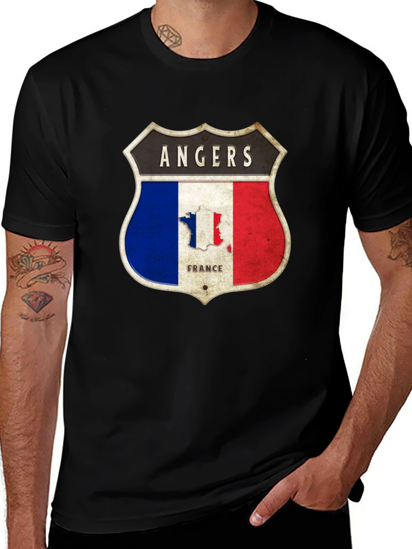 Angers France Flag Shield Graphic Tee
