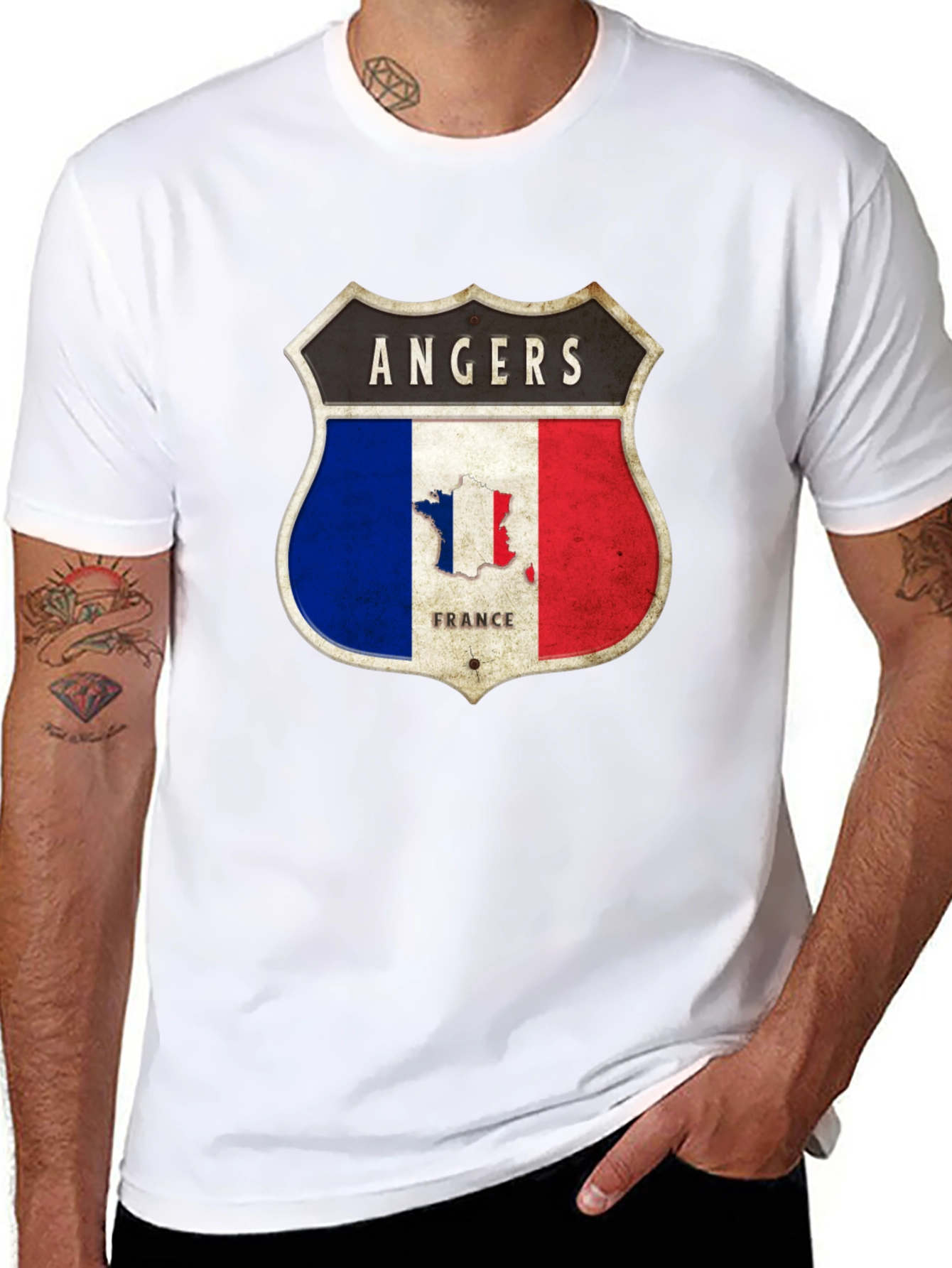 Angers France Flag Shield Graphic Tee