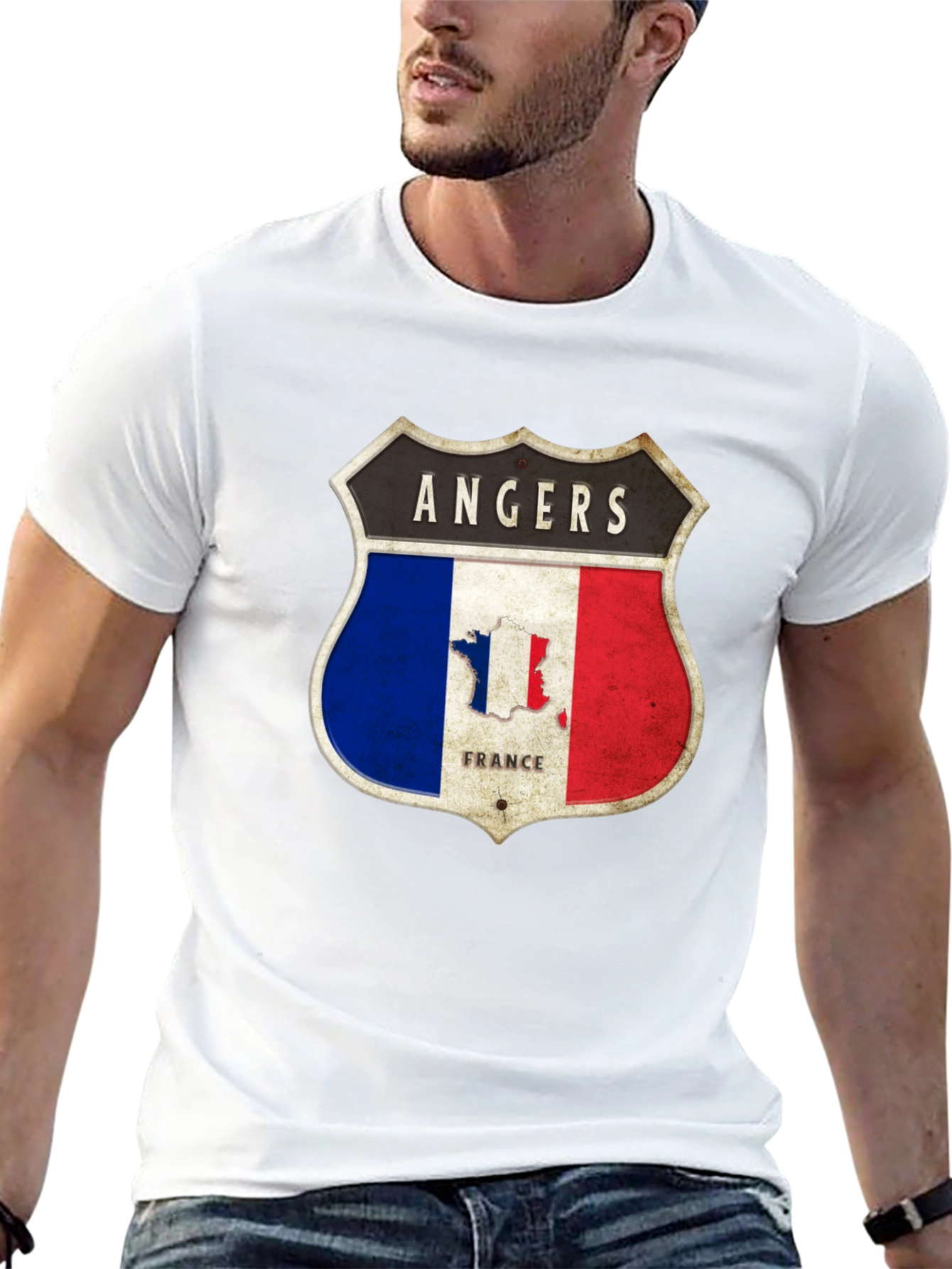 Angers France Flag Shield Graphic Tee