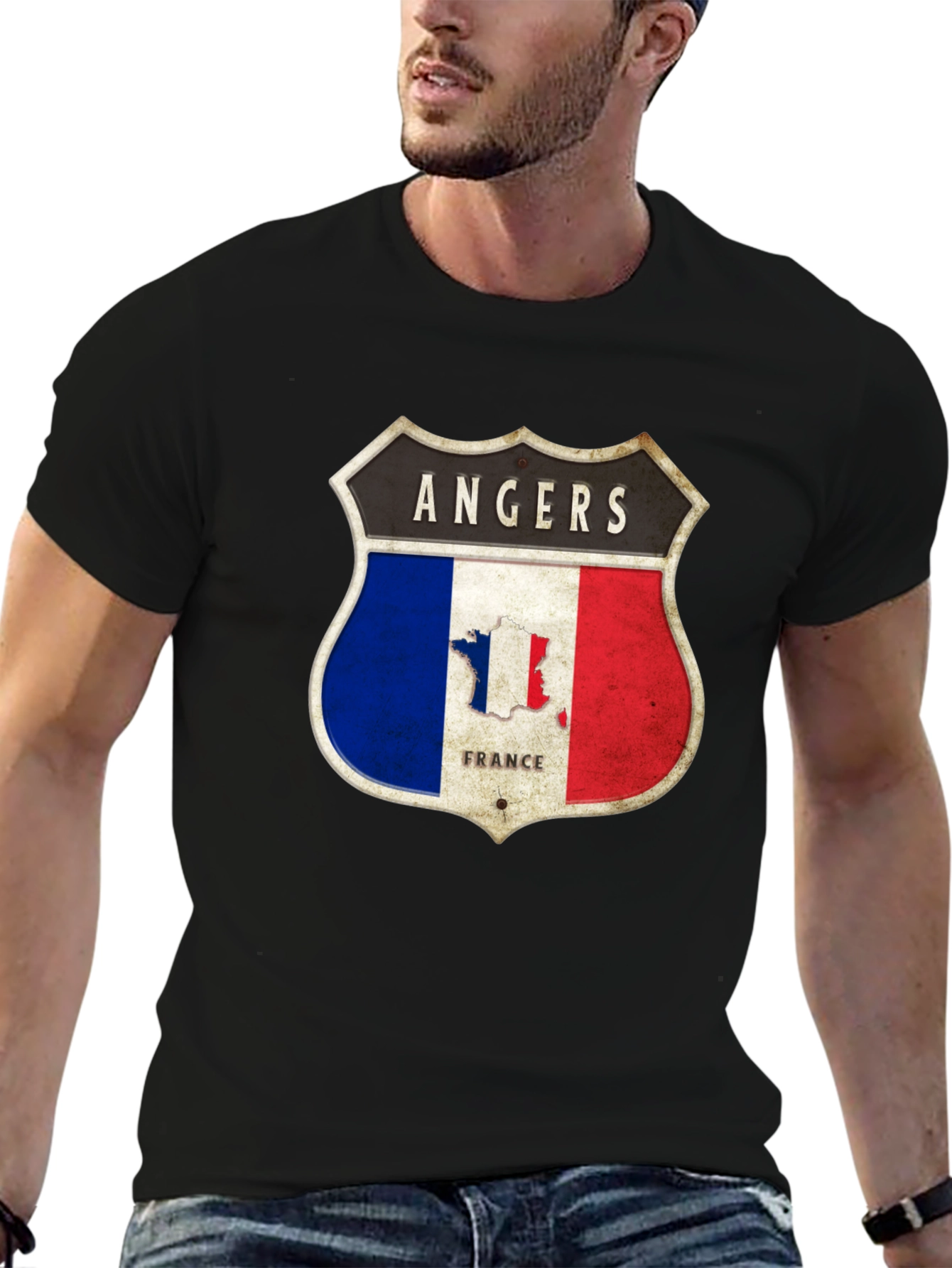 Angers France Flag Shield Graphic Tee