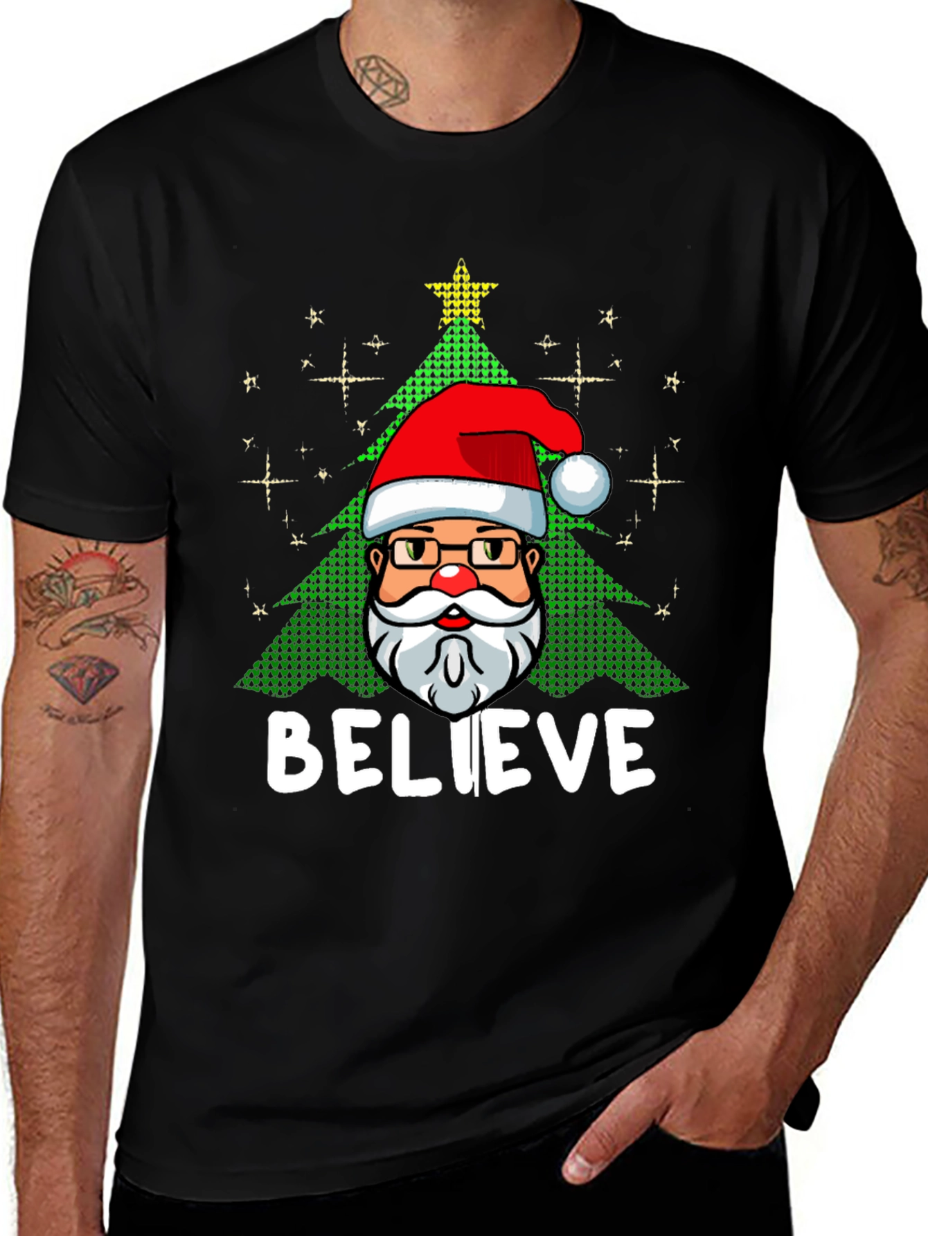 Believe Santa Christmas Graphic Tee