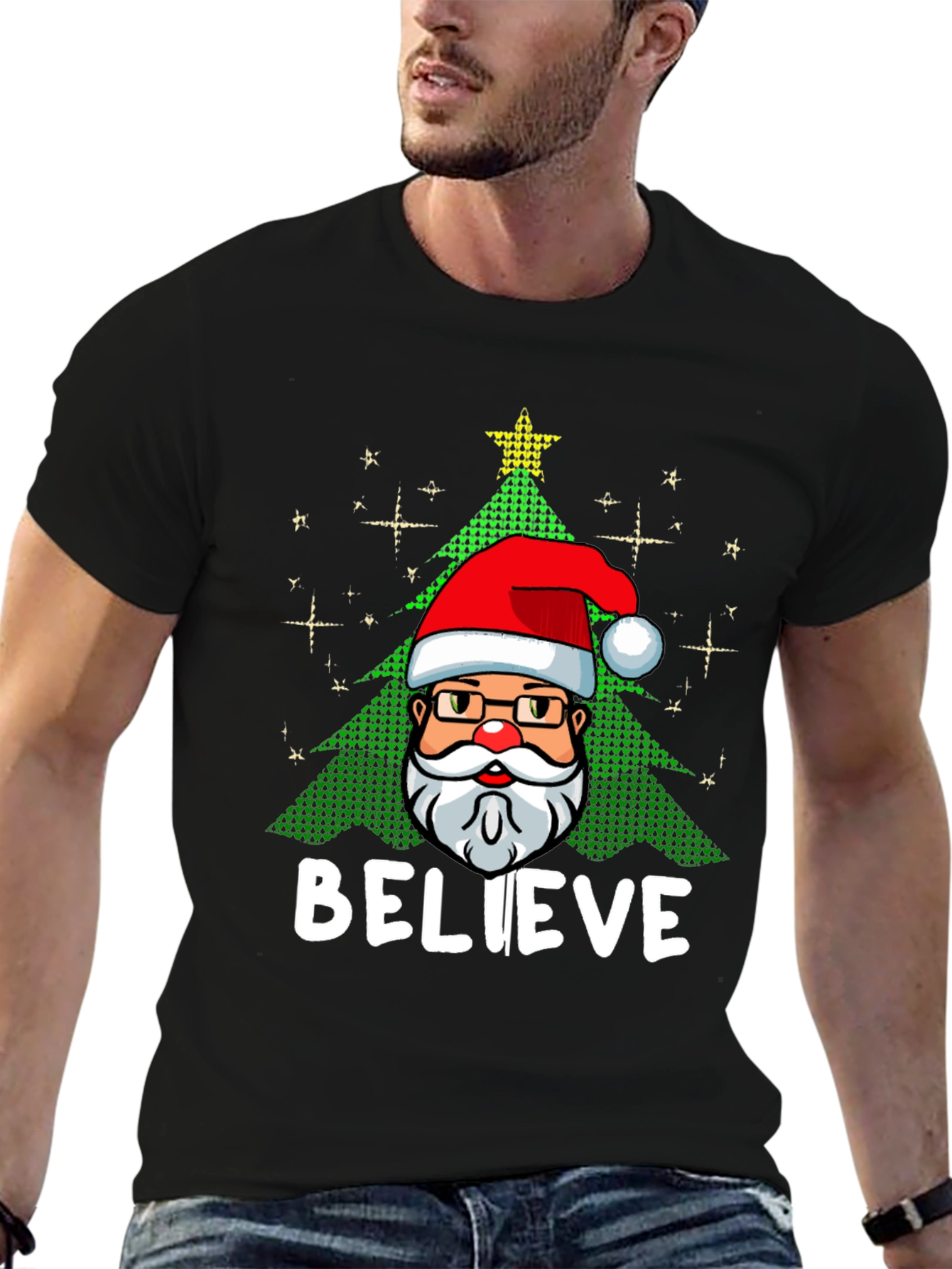 Believe Santa Christmas Graphic Tee