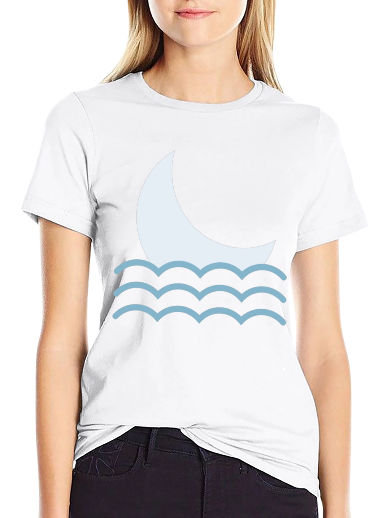 Moon Wave Graphic Tee - Black Cotton T-Shirt