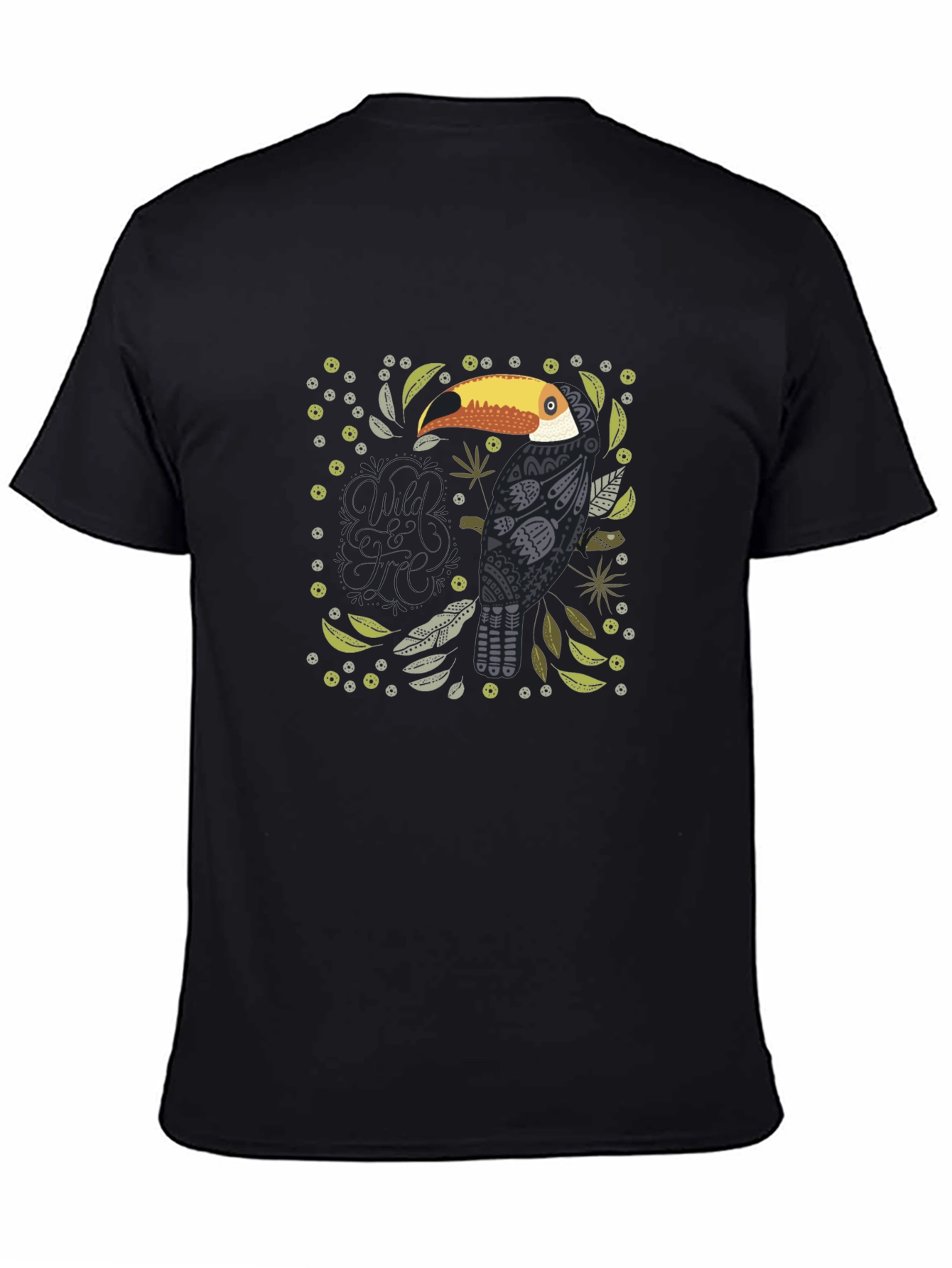 Stylish Toucan Graphic Black T-Shirt