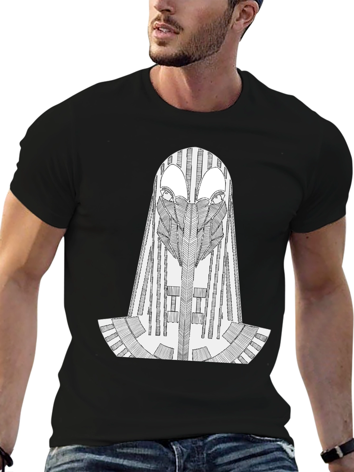 Abstract Geometric Graphic Black T-Shirt