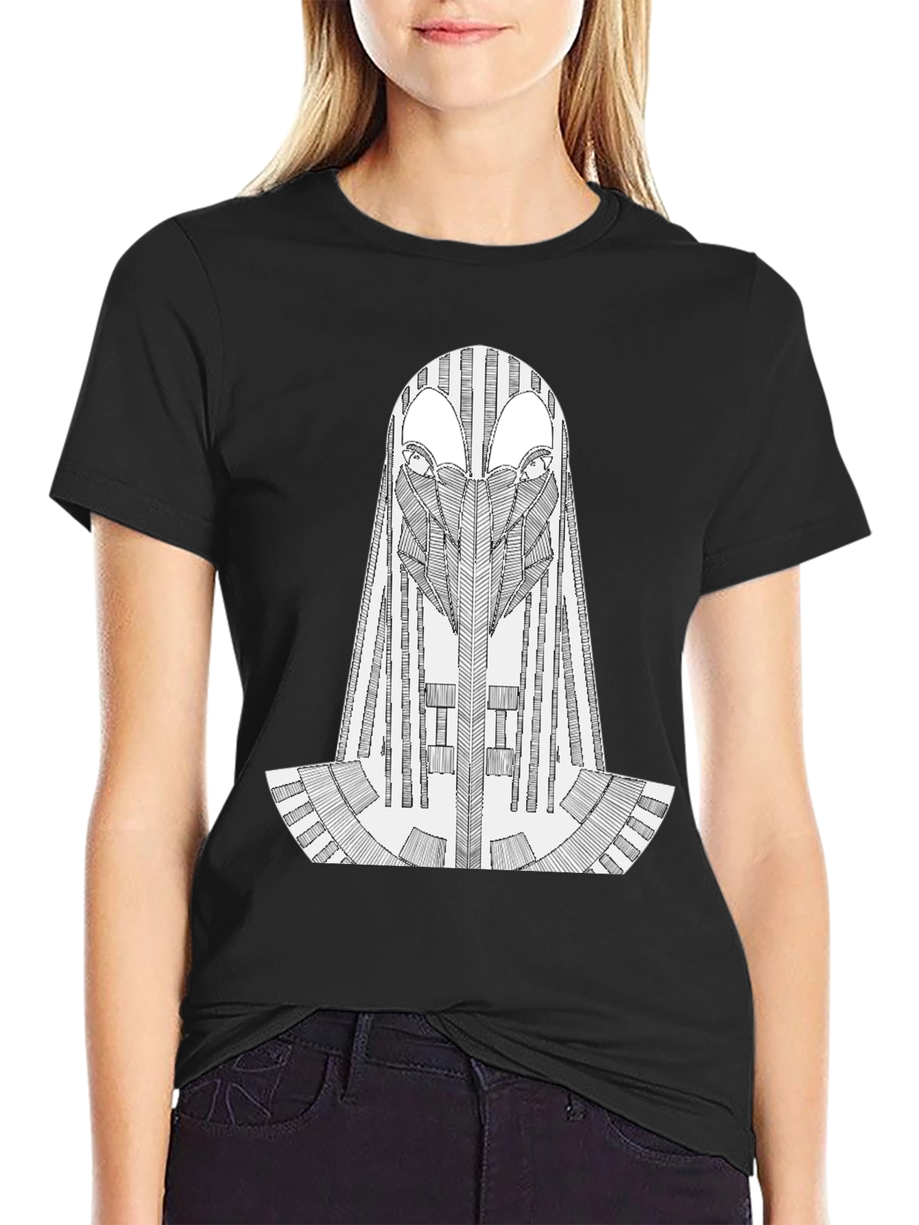 Abstract Geometric Graphic Black T-Shirt