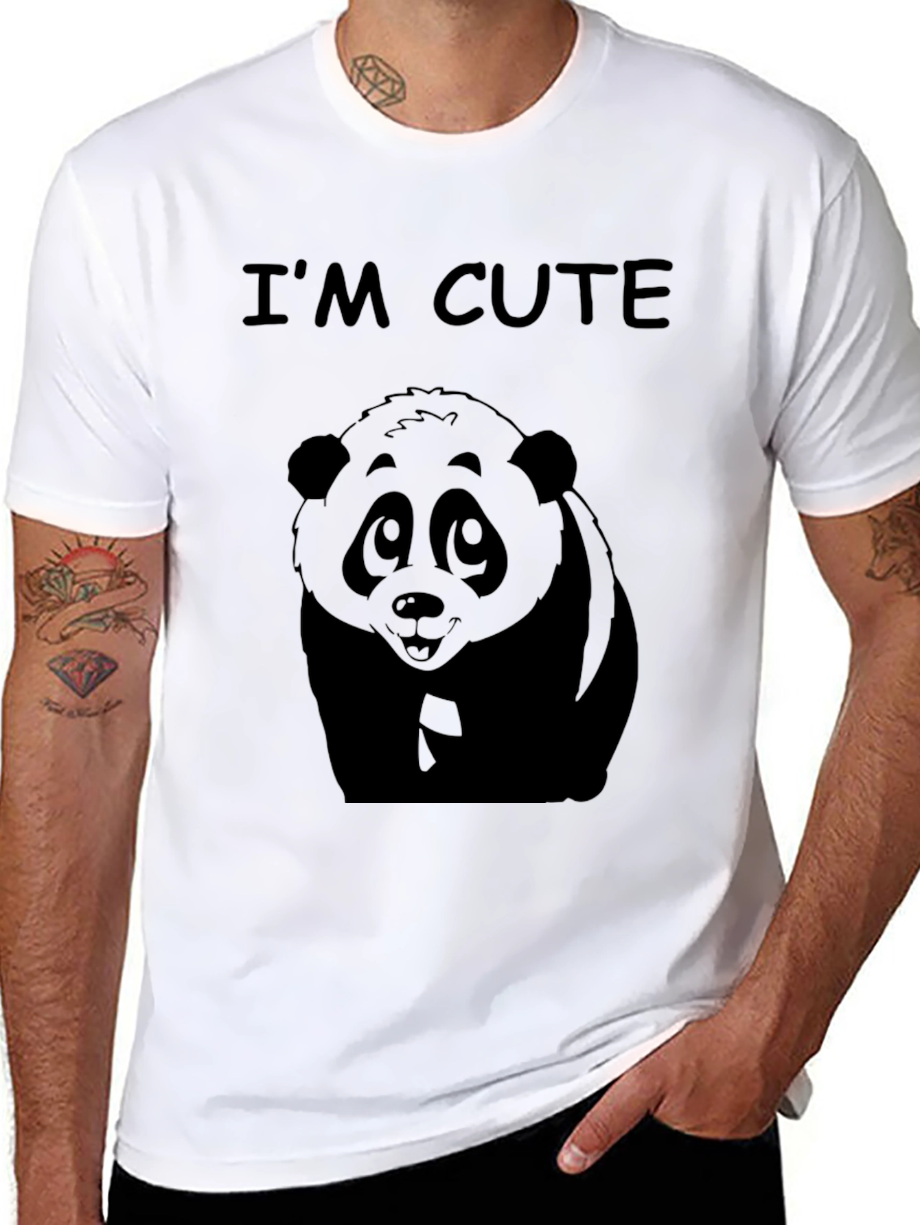 Cute Panda Graphic Tee - Im Cute Black T-Shirt