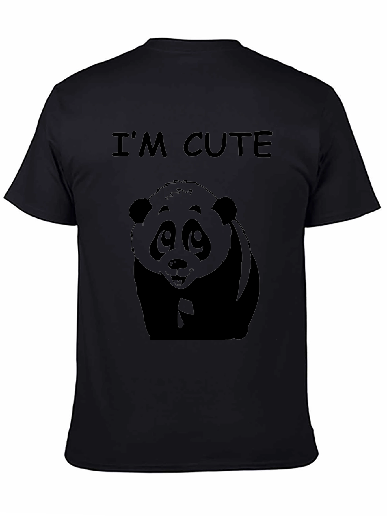 Cute Panda Graphic Tee - Im Cute Black T-Shirt