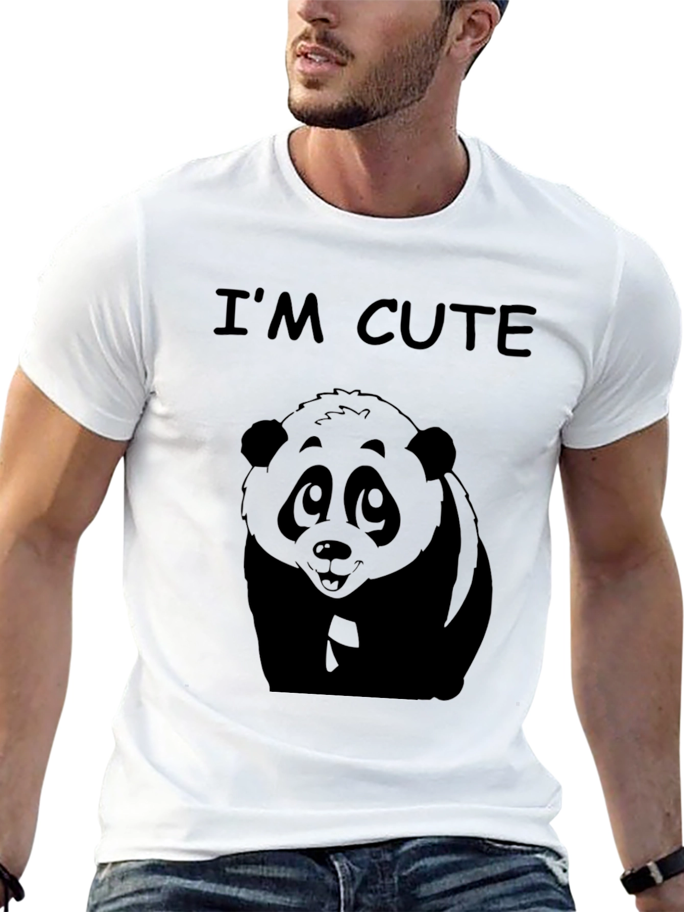 Cute Panda Graphic Tee - Im Cute Black T-Shirt