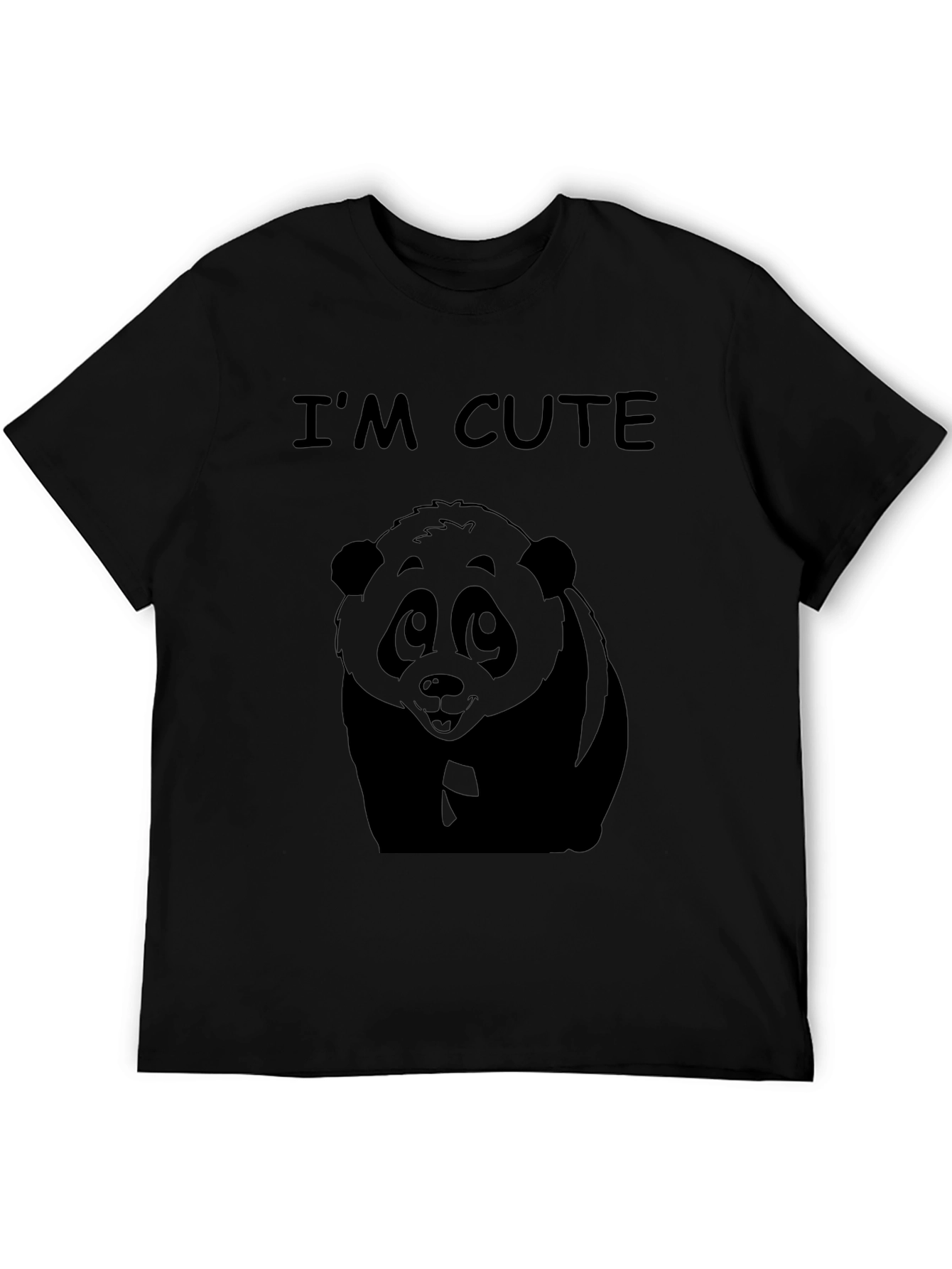 Cute Panda Graphic Tee - Im Cute Black T-Shirt