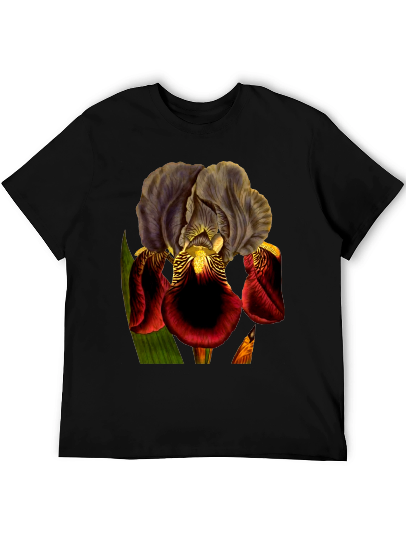 Floral Iris Graphic Black T-Shirt