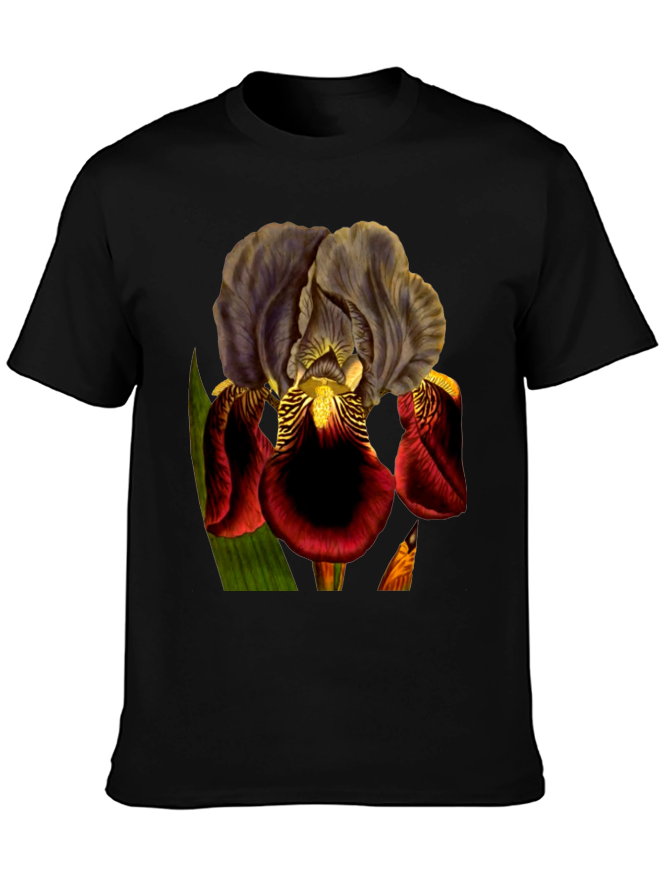 Floral Iris Graphic Black T-Shirt
