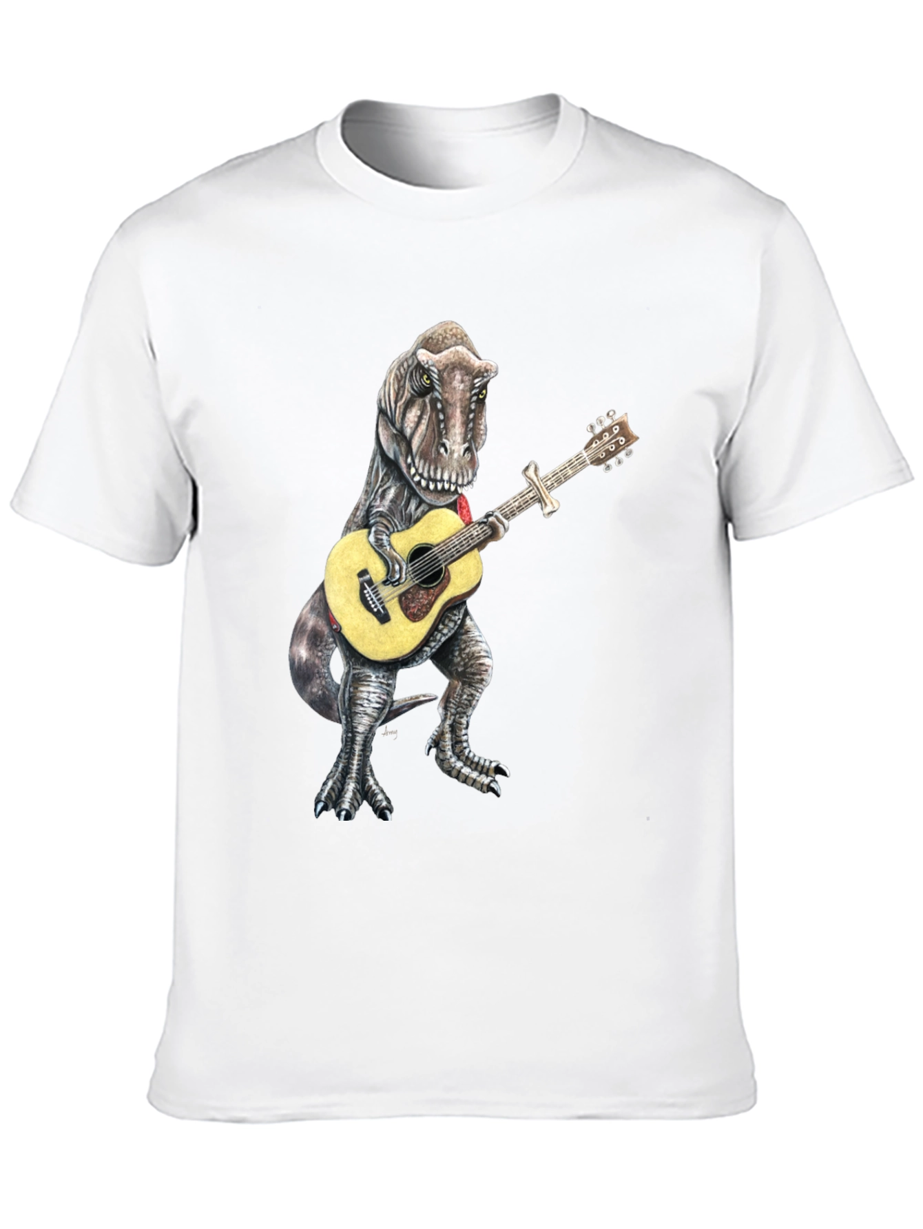Dinosaur Guitarist Black T-Shirt - Jurassic Rock!